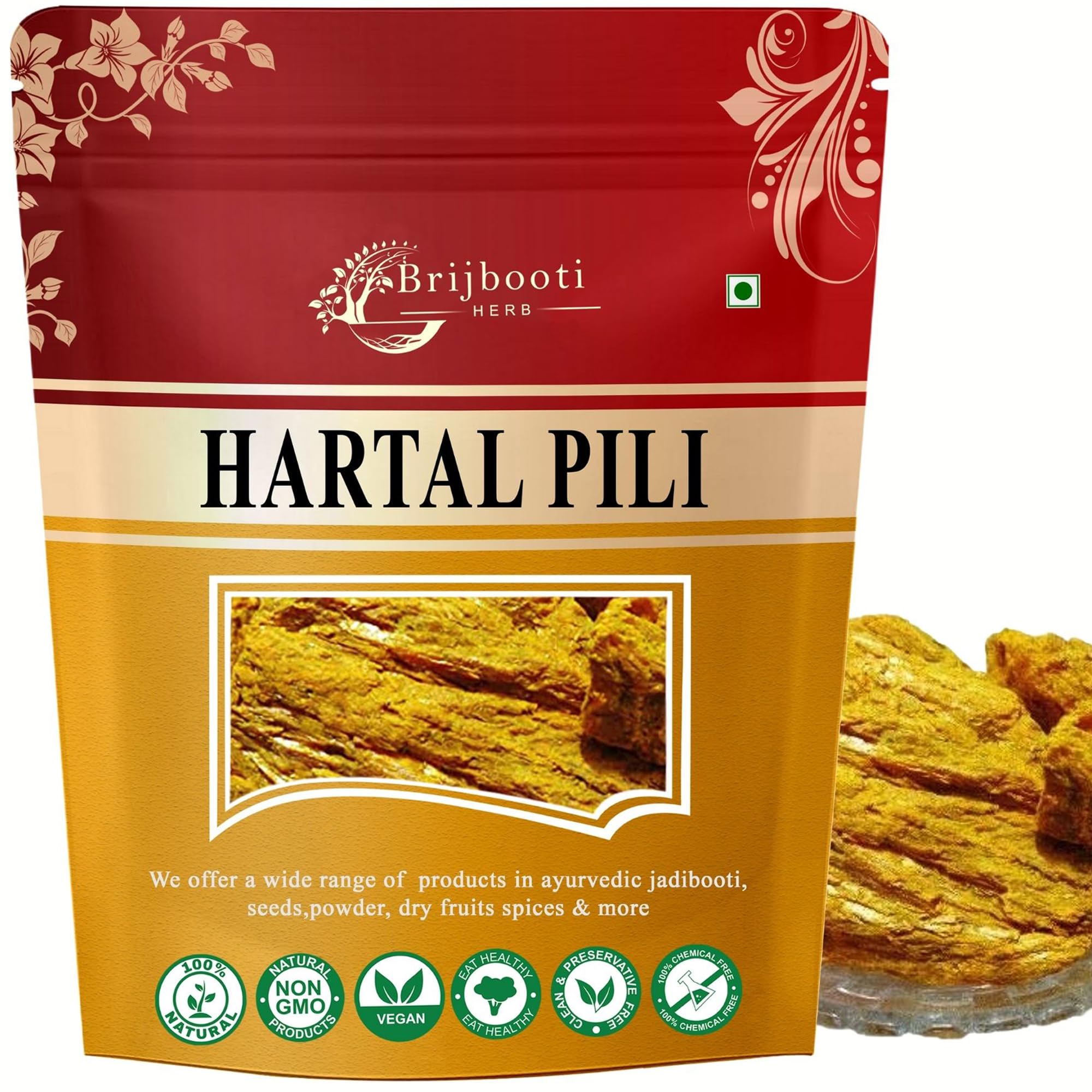 BrijBooti Birju Mahavir Hartaal Pili - Hadtaal Pili - Hartal Yellow - हरातल पीला 100 Gr