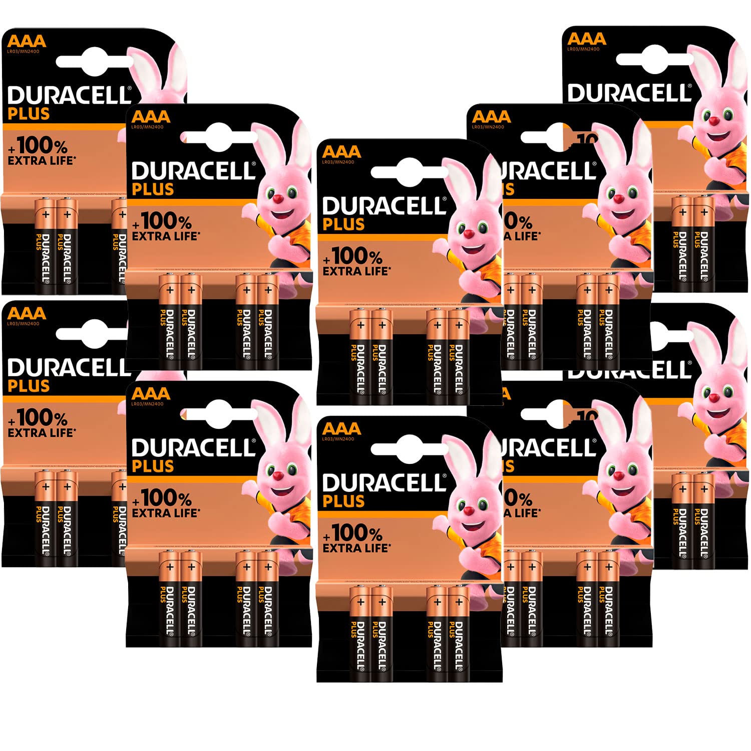 Duracell Plus AAA Alkaline Batteries Pack de 10