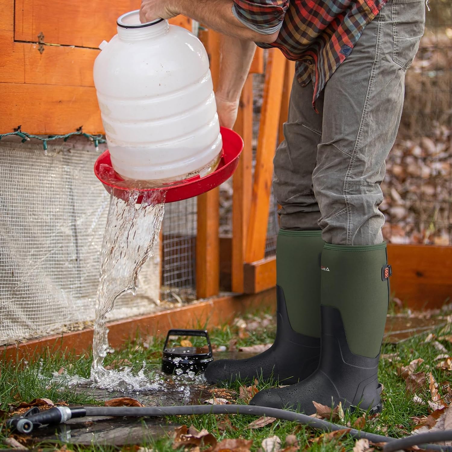 HISEA Upgraded Men's Rain Boots, Waterproof Insulated Neoprene Rubber Boots with Steel Shank, Durable Anti-Slip Outdoor Work Boots for Hunting Gardening Farming Fishing Mud Working, Adjustable Calf - Image 3