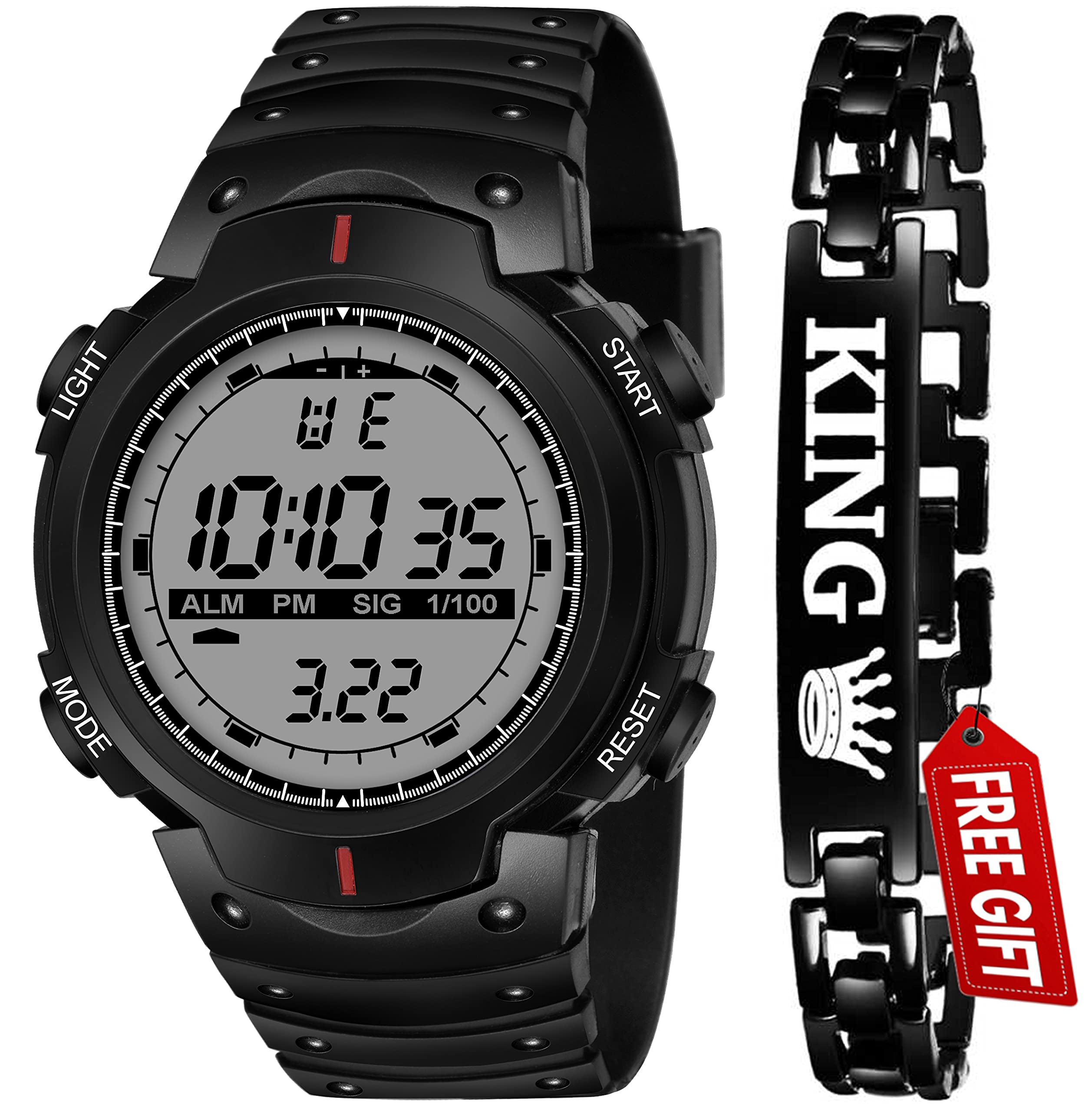 A King Bracelet Digital Watch Shockproof Multi-Functional Automatic Black Strap Waterproof Digital Sports Watch for Mens Kids Watch for Boys - Watch for Men Pack of 2 (B093ZYMC35) Amazon Price History, Amazon Price Tracker