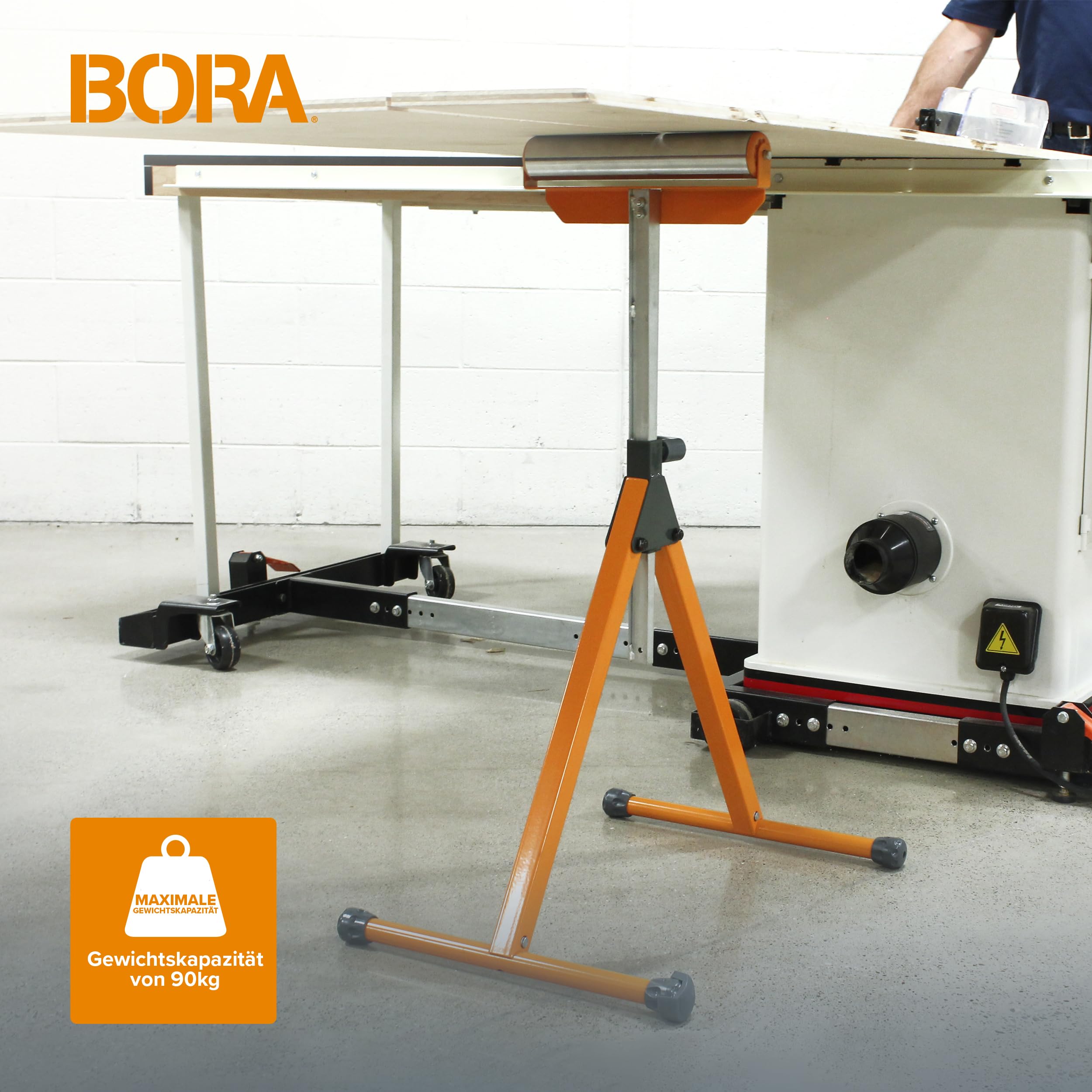 BORA Portamate PM-5090 Rollenstütze mit 29,8 cm Kugellager, verstellbar, Stahlrolle