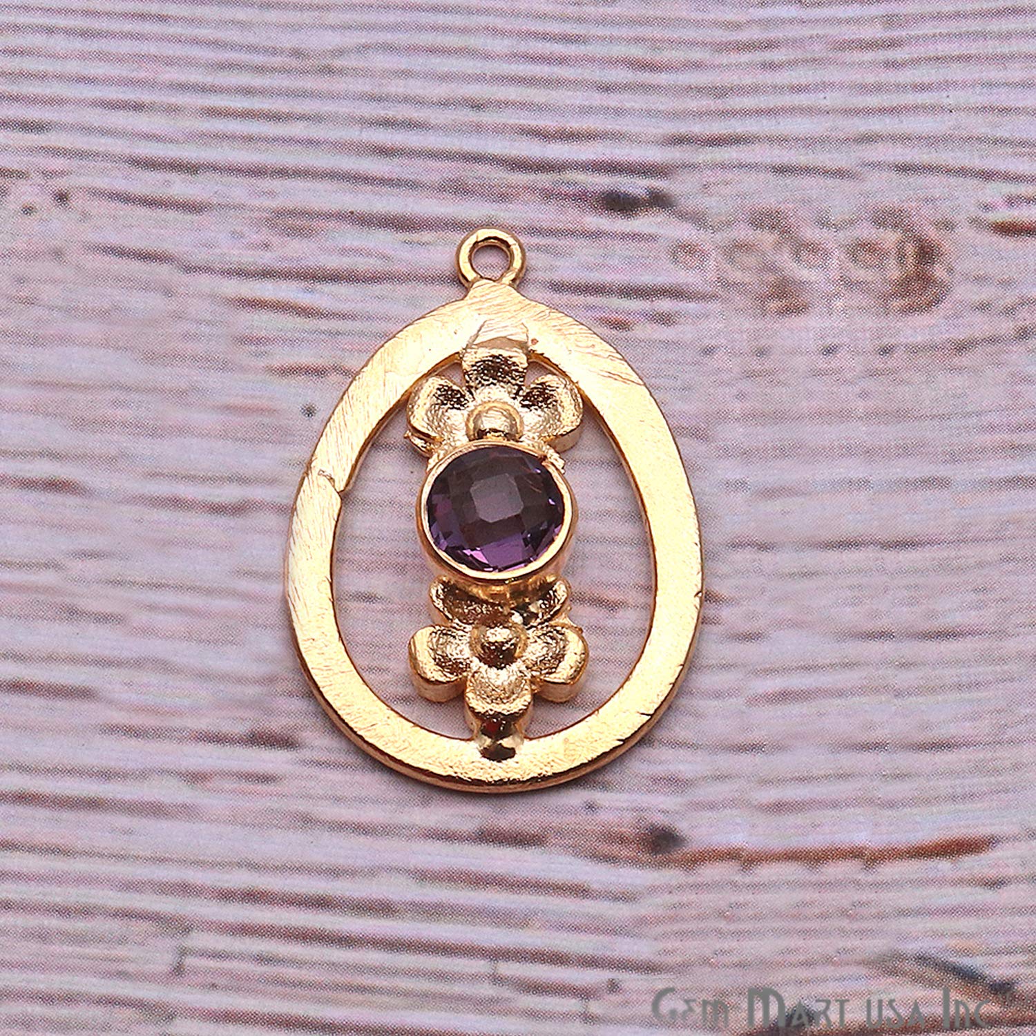 Hydro Amethyst Gemstone Pendant, Necklace Pendant, Single Bail Pendant, 26x19mm Gold Plated Pendant (GPHA-50280)