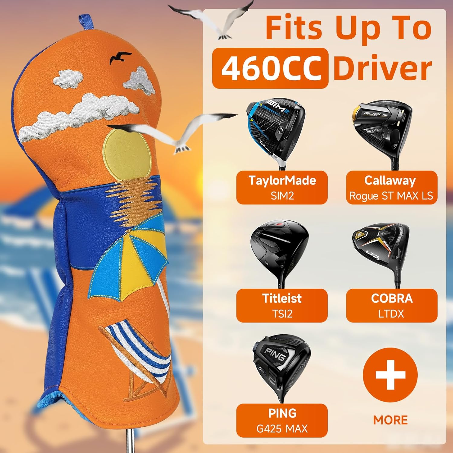 Craftsman Golf Club Head Cover Leather Cool Unique Driver Headcovers Protector Fits up to 460cc Travel Case Waterproof