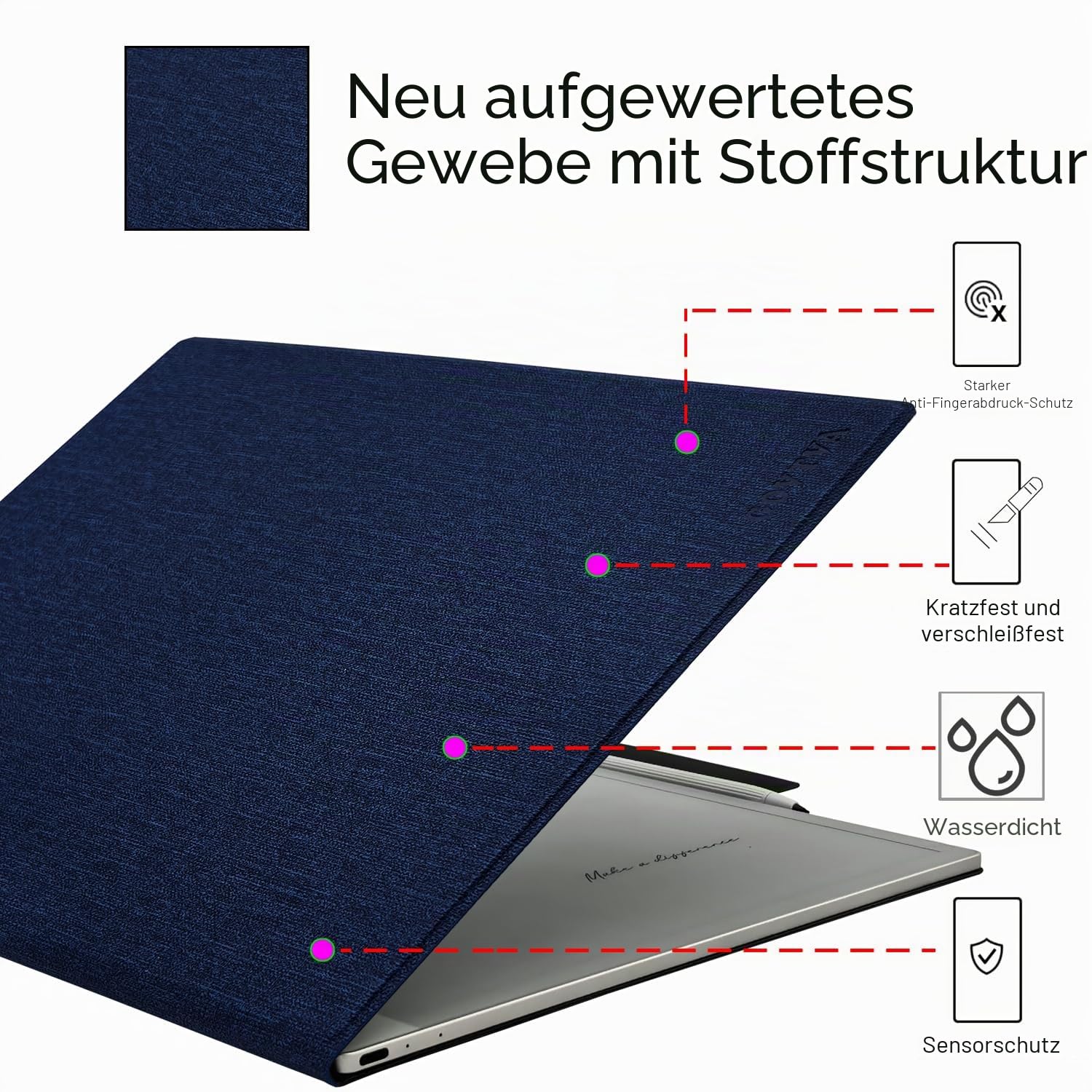 Magnetische Schutzhülle für Onyx Boox Tablet Note Max 13,3 Zoll / Boox Tab X C 13,3 Zoll (33,8 cm), ultradünn, leicht, Leder, mit magnetischer Stiftschnalle, automatischer Schlaf-/Wachmodus