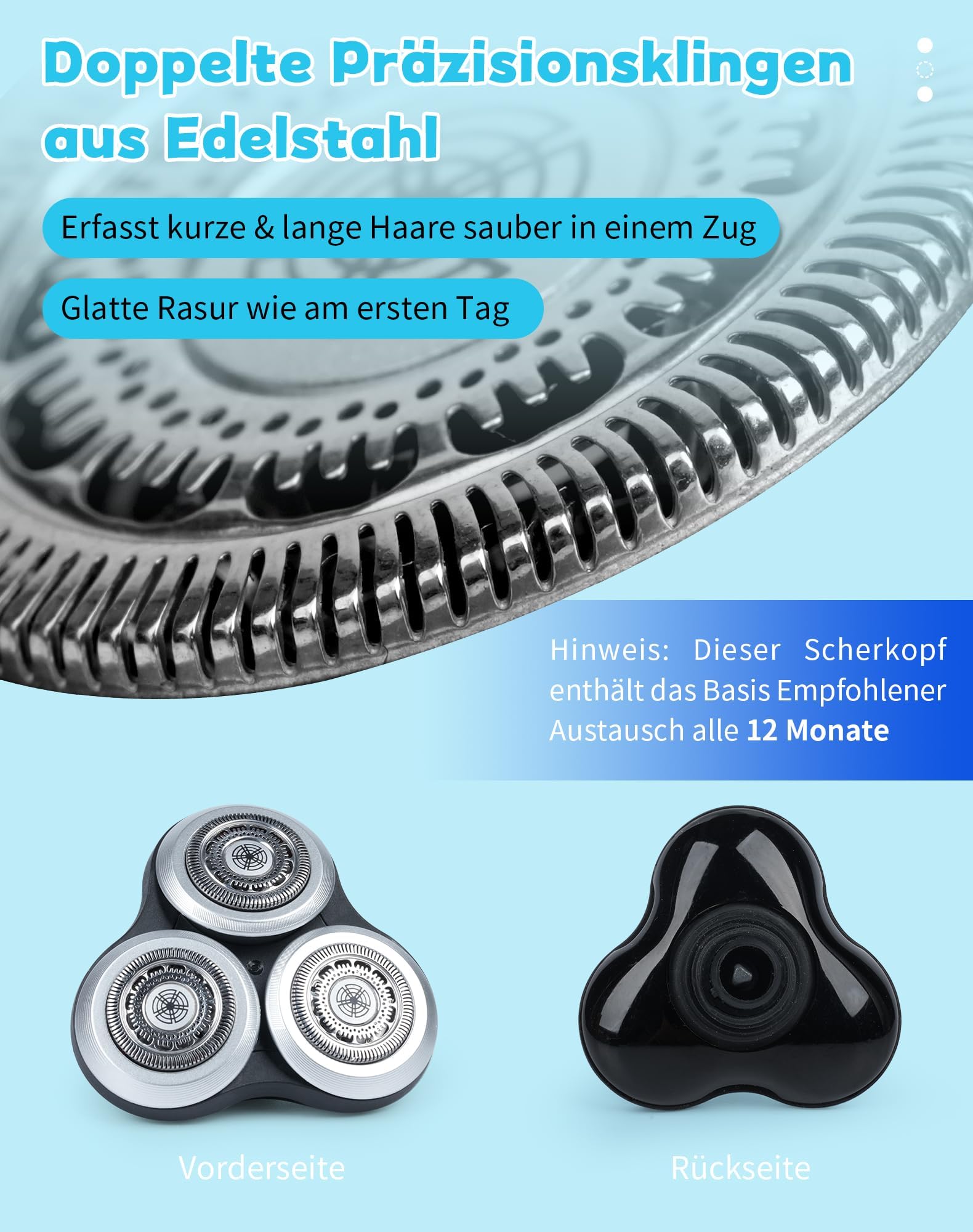 Tête de rasage compatible avec Philips Series 9000 (S9000, S99911, S9731, S9711, S9511, S9522, S9111, S9031, S9988) Tête de rechange Tête de rechange avec tête de rasage basique