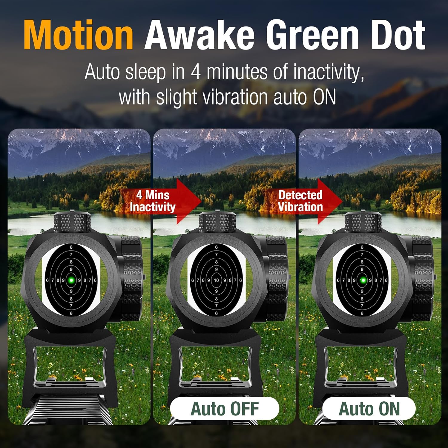 1x20mm 2MOA Red/Green Dot Sight Motion Awake Red Dot Scope Optics Reticle Sight 10 Brightness with Co-Witness Riser and Low-Profile Mount for Picatinny Rail