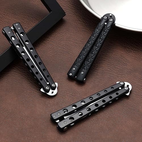 Miniatura 6 de Eaasty Juego de 3 piezas de peine de mariposa, tenedor y cuchara, cuchara plegable táctica de acero inoxidable para camping, caza, viajes al aire