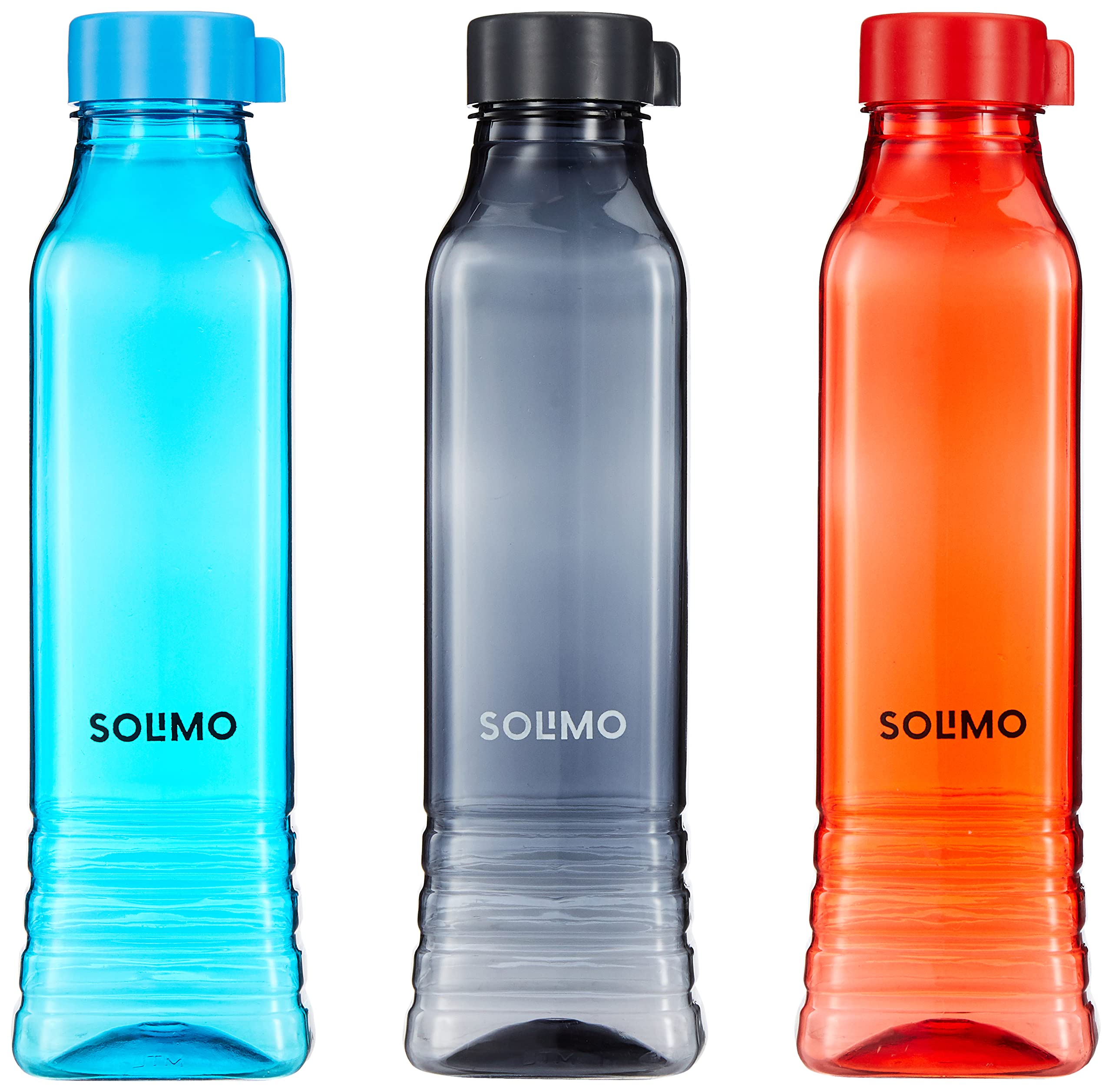 Amazon Brand - Solimo Premium Plastic Water Bottle Set | Square Body | Set of 3 |Multi Color | 1000 ml (B0BV9F8F53) Amazon Price History, Amazon Price Tracker