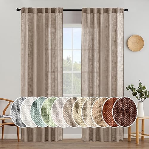 Vista 81 de MIULEE - Cortinas semitraslúcidas suaves y gruesas, textura de lino para dormitorio y sala de estar, para Navidad, con trabilla trasera y jareta, 84