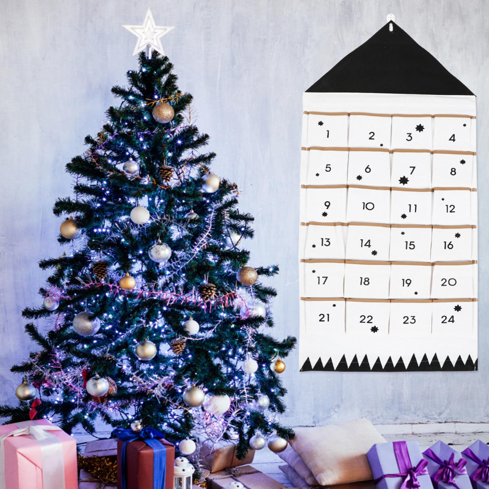 FOMIYES Weihnachtlicher Wandaufbewahrungssack Mit Fächern Praktischer Adventskalender Für Und Kleinigkeiten Zum Aufhängen An Türen Wänden Und Fenstern Für Festliche Dekoration