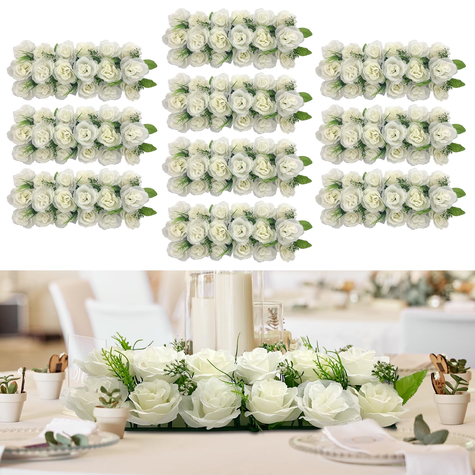 GRPFS 10Pcs Wedding Dining Table Flower Centerpiece Artificial White ...