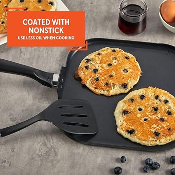 IMUSA 11 Inch Bistro Aluminum Nonstick Square Griddle for Frying