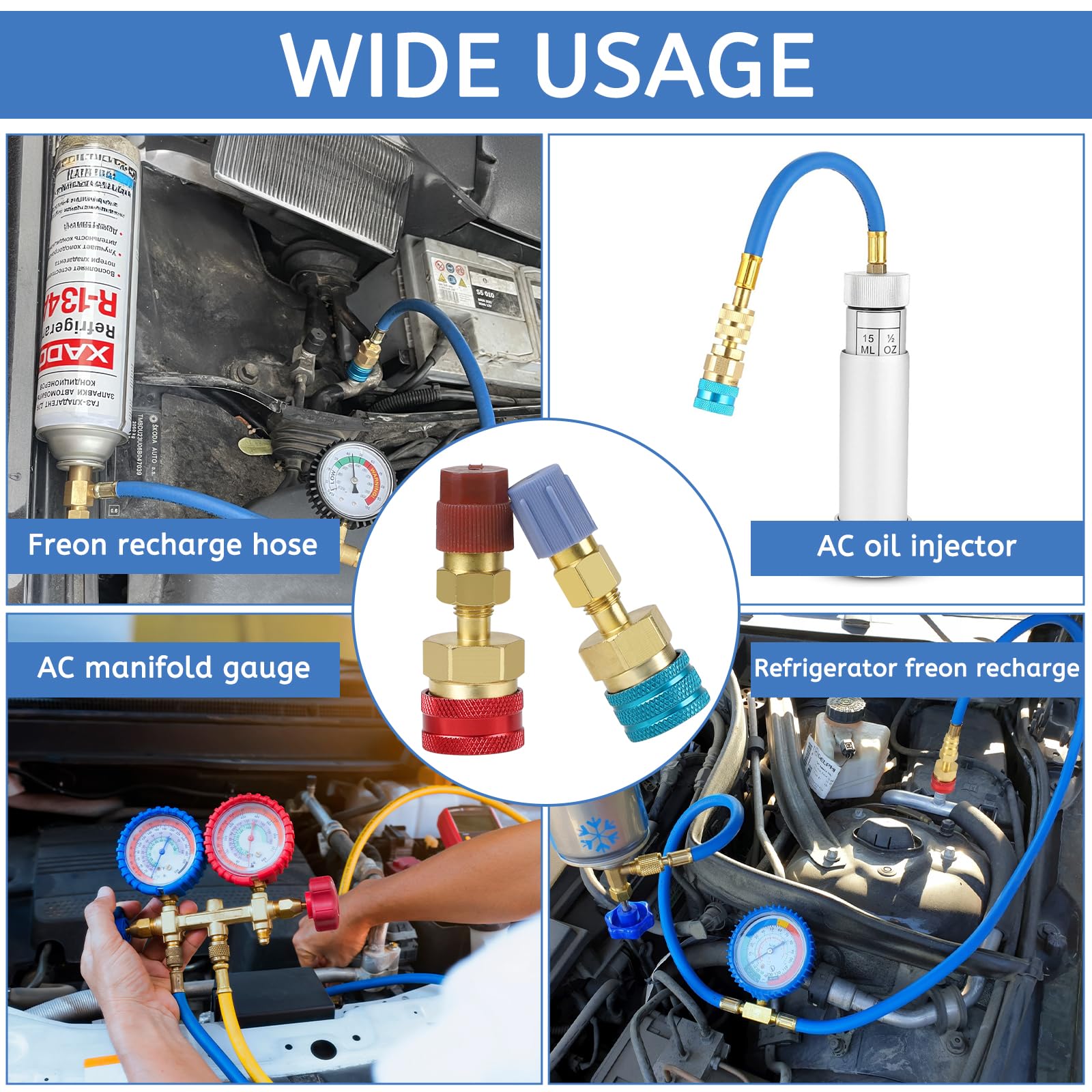 DBREAKS 2 Attacchi Rapidi R1234YF Kit, Adattatori R1234yf a R134a, Ottone Kit Attacchi Rapidi, r1234yf Raccordi Adattatori