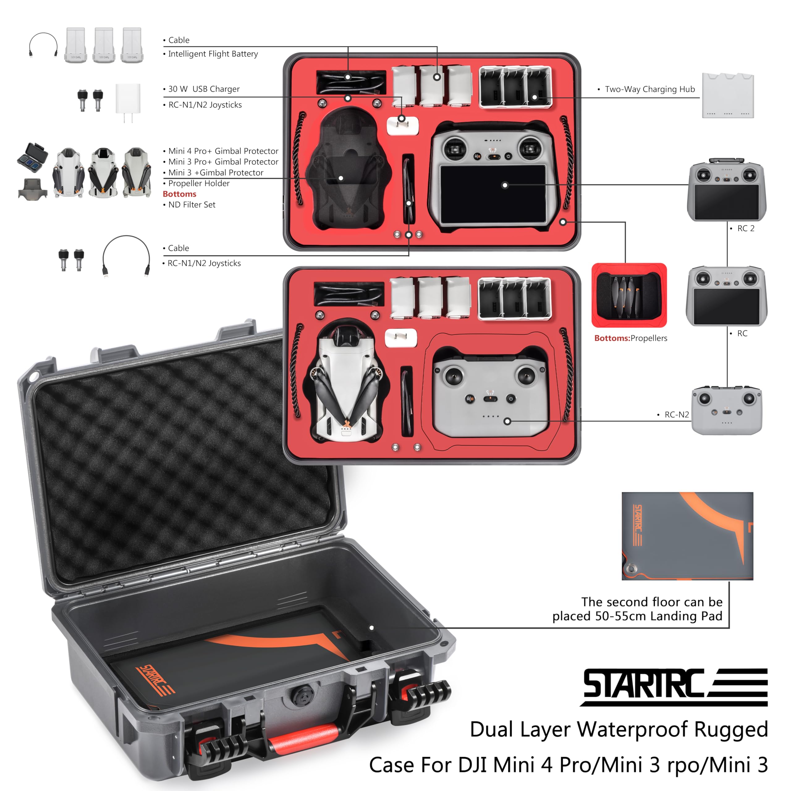 STARTRC Mini 4 Pro Custodia Impermeabile Custodia per DJI Mini 4 Pro Fly More Combo
