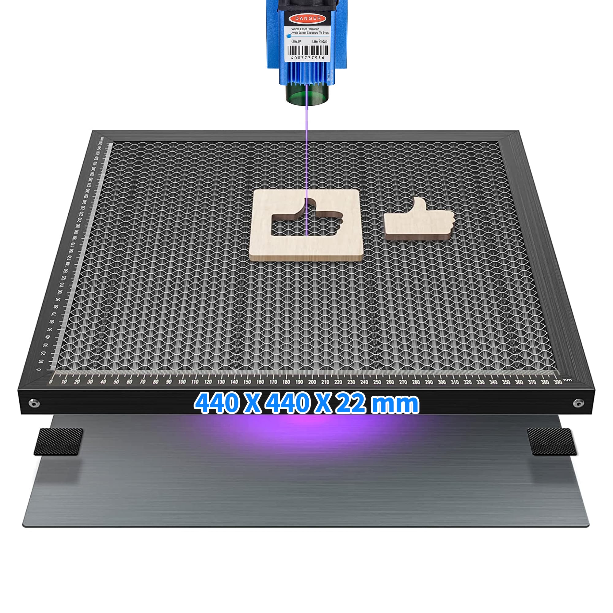 440*440 mm Table de découpe laser alvéolaire, plaque en aluminium résistante avec table à alvéoles en acier pour découpe et gravure laser efficace, accessoire essentiel pour réseau laser (17,32 x
