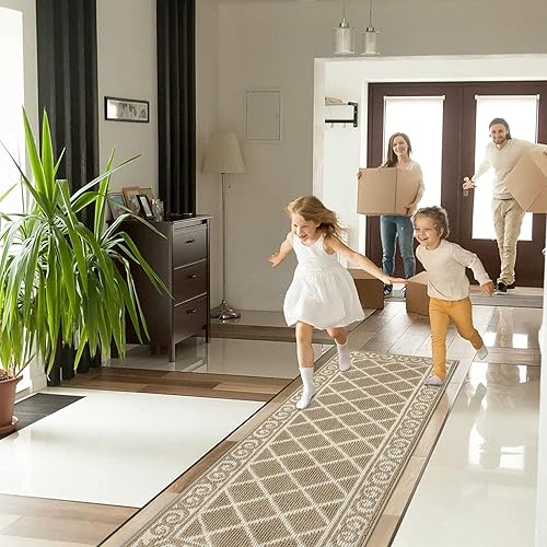 Miniatura 132 de HEBE Tapete para puerta interior, 20 x 32 pulgadas, antideslizante, para puerta delantera, lavable, atrapador de suciedad para entrada, tapete