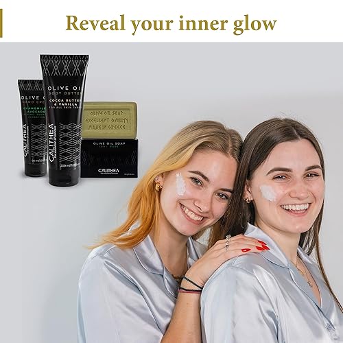 Miniatura 2 de Set corporal de 3 pasos manteca de cacao y mantequilla corporal de vainilla, crema de manos con manzanilla y aguacate, jabón de aceite de oliva -