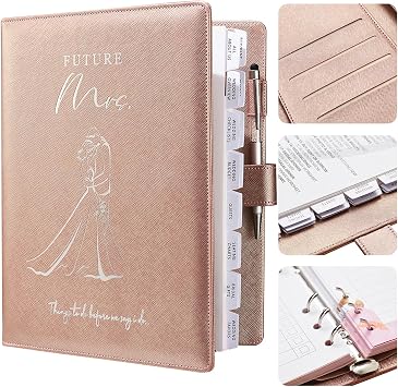 AW BRIDAL Best Engagement Gifts for Fiance Her Wedding Gifts For Bride To Be  Future Mrs Leather Wedding Planning Book And Organizer Engagement Journal Notebook Budget Binder, 140 Pages, Rose Gold