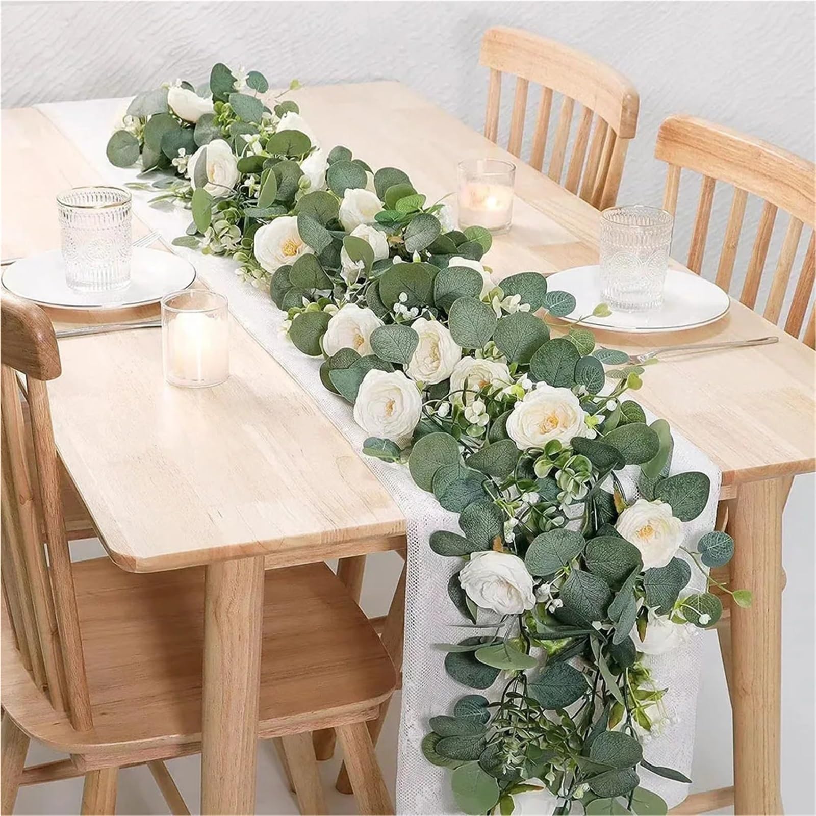 Elegante 6FT künstliche Girlande mit realistischen Rosen und Blättern Rosenranken für Hochzeit, Deko
