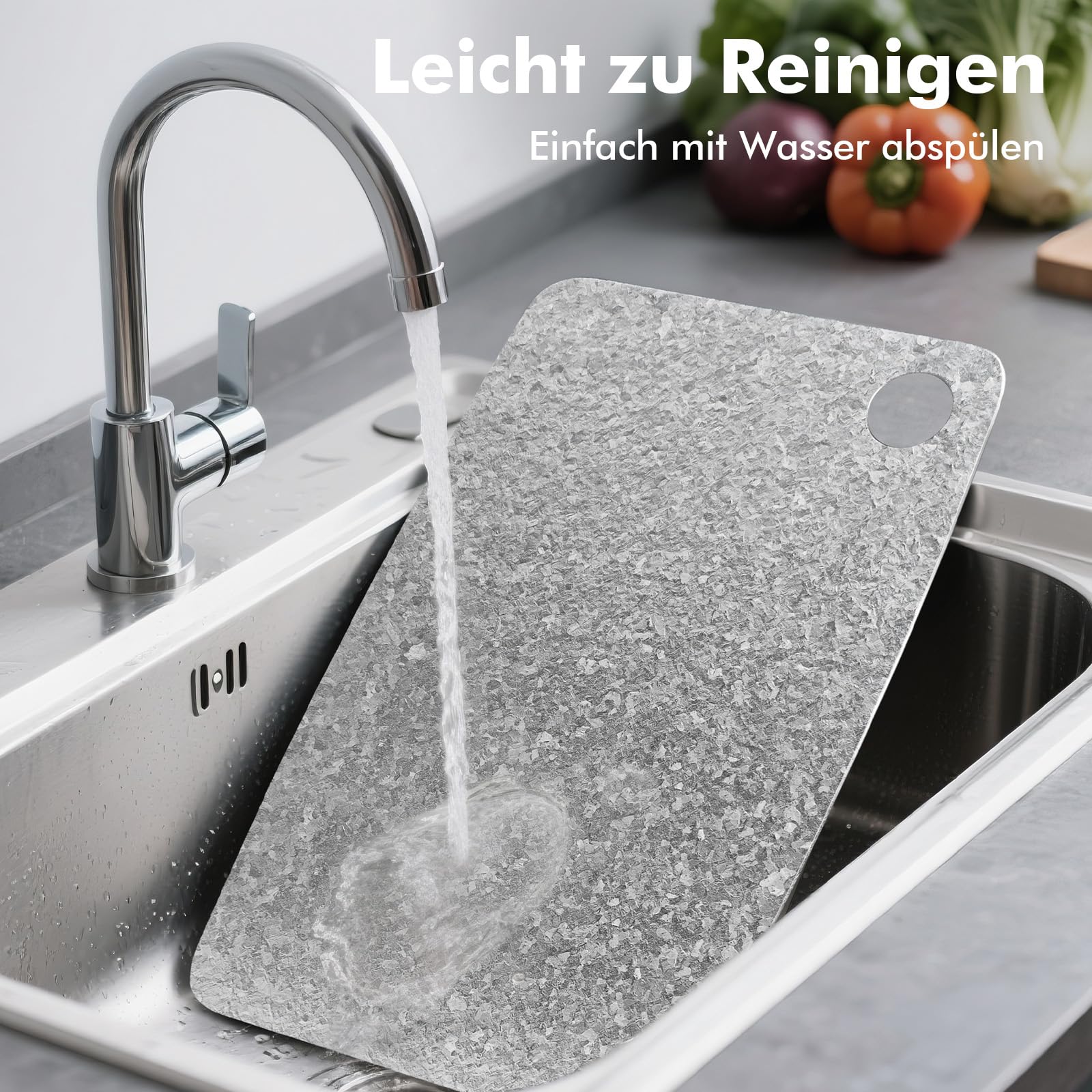 Titan Schneidebrett, Schneidebretter aus 100% Titanium, Antibakterielle Küchenbrett - EPA-Zertifiziert, BPA-freies Doppelseitiges Titanium Cutting Board, ideal für Fleisch, Gemüse & Obst (28x40 cm) | Doppelseitiges Brett für Fleisch & Gemüse, BPA-frei, sp