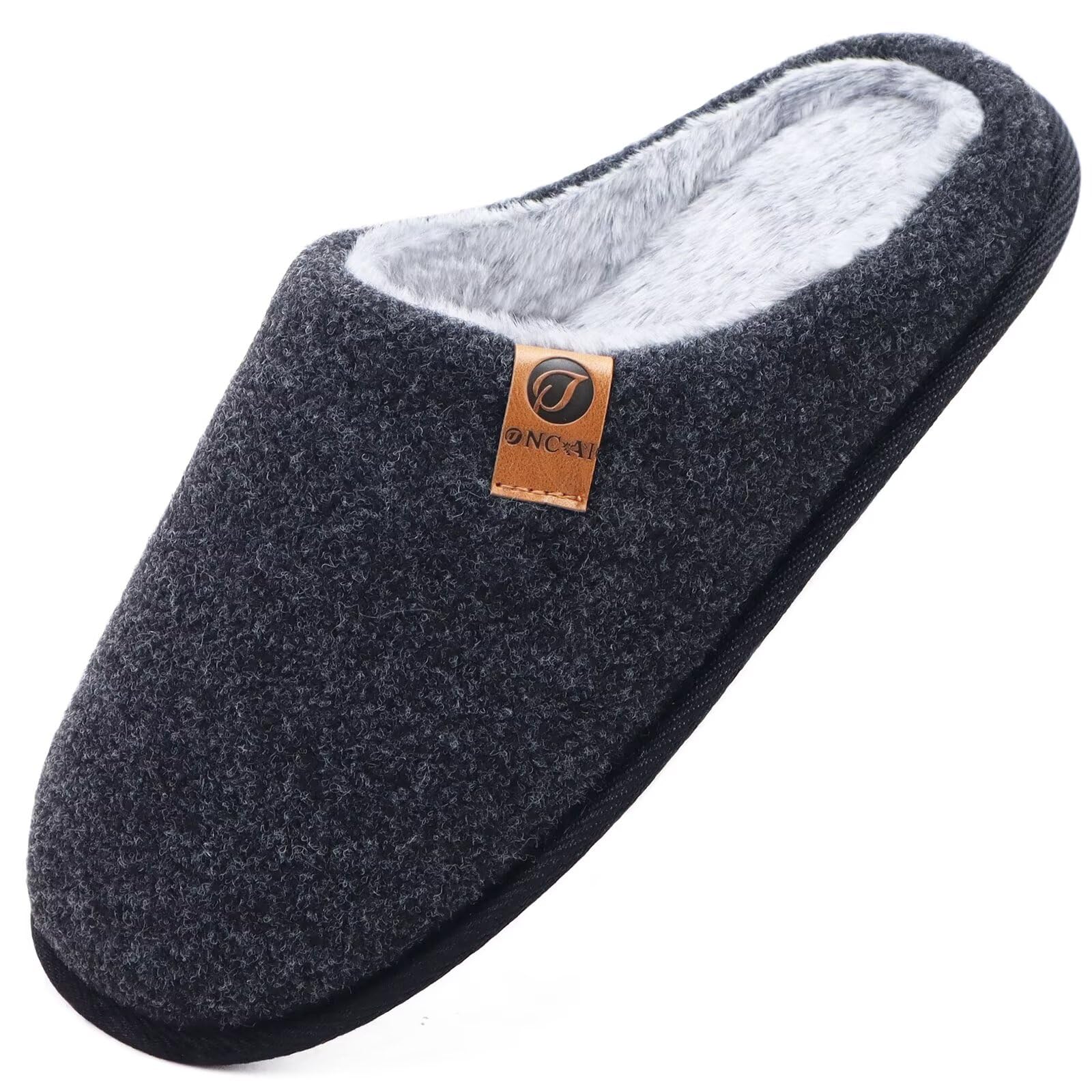 ONCAI Pantofole da Uomo Invernali, Comoda Memory Foam Calde Scarpe da Casa in Lana Con Suola Antiscivolo Taglia 40-49 EU