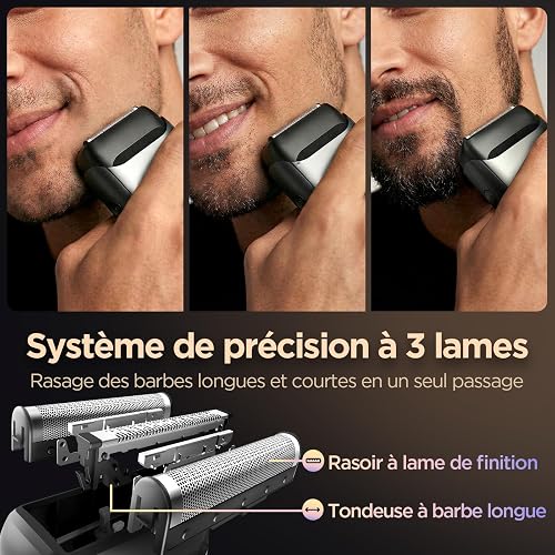 Yineel Rasoio Elettrico Barba Uomo, Mini Rasoio Testine Rotanti - 2