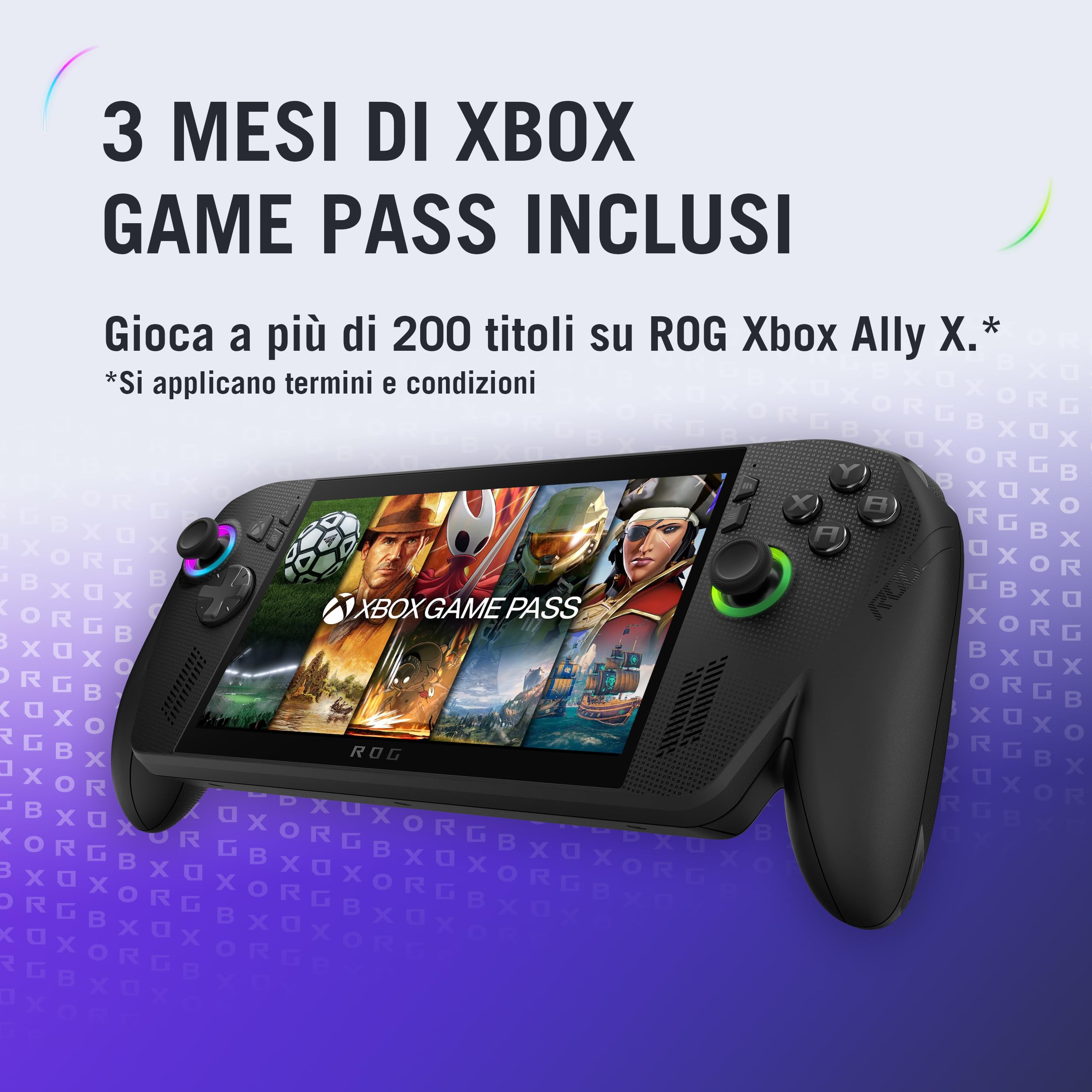 ASUS ROG Xbox Ally X RC73XA, Console Gaming, AMD Ryzen Z2 Extreme, RAM 24GB, 1TB SSD PCIE, Display touchscreen da 7" a 120Hz, Impulse Trigger, Windows 11 Home, Nero