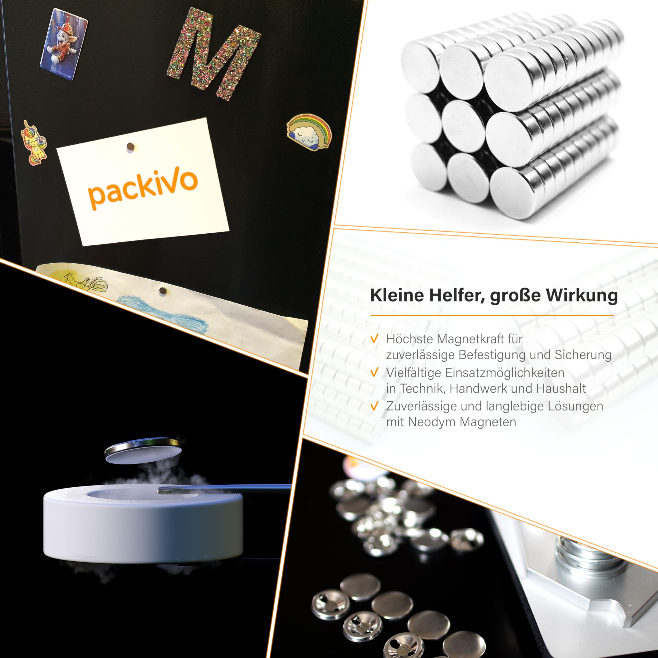 Neodym Magnete ⌀ 15 x 5 mm - 50 Stück Kleine Magnete Scheibenmagnete extra stark rund mini Magnet Magnettafel Pinnwand Kühlschrank Schwarzes Brett Whiteboard Basteln Handwerk Fotos Büro
