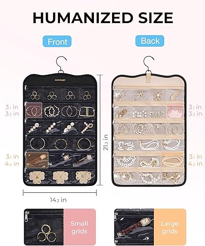 Miniatura 5 de BAGSMART Organizador colgante de joyas, organizador de accesorios, organizador de aretes de 42 bolsillos para guardar joyas, bolsillos medianos,