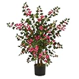 Nearly Natural 42in Artificial Bougainvillea Tree, Faux Flowering Plant With Planter, Indoor Home Office Decor, Low Maintenance, Pink and Green