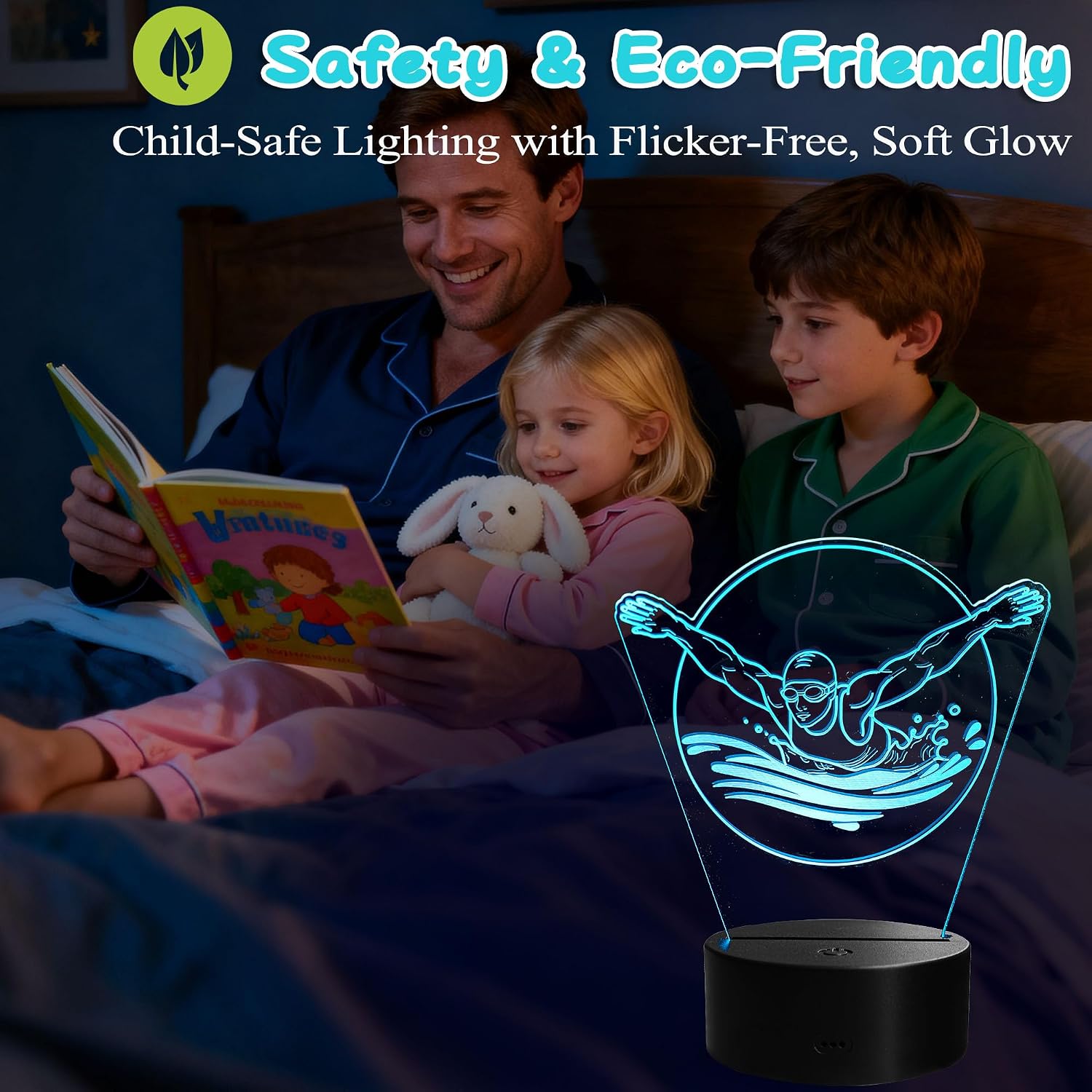 Swimming Night Light, Swimmer Gifts, 3D Illusion Lamp with Remote Control, 16 RGB Colors, 4 Flashing Modes, Timer, Dimmable, Swimming Stuff Accessories Decor for Holiday Birthday Christmas image 4