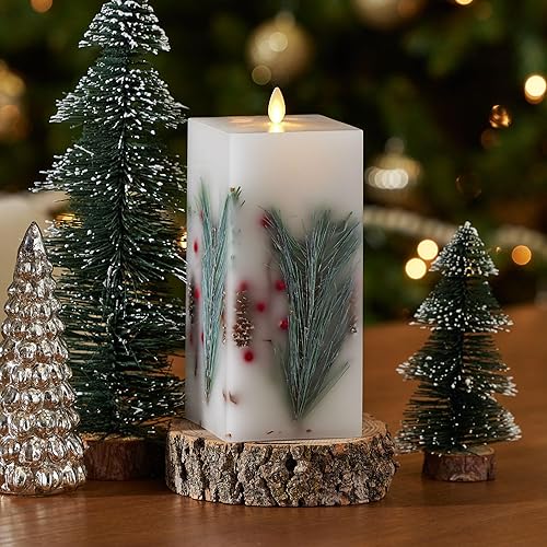 Miniatura 2 de Luminara Pilar LED de llama móvil cuadrada sin llama de 3.5 x 8.5 pulgadas, parte superior plana, sin perfume, cera real, acabado liso con