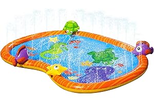 Banzai Inflatable 58-Inch Sprinkle Friends Play Mat for Kids Ages 1-3