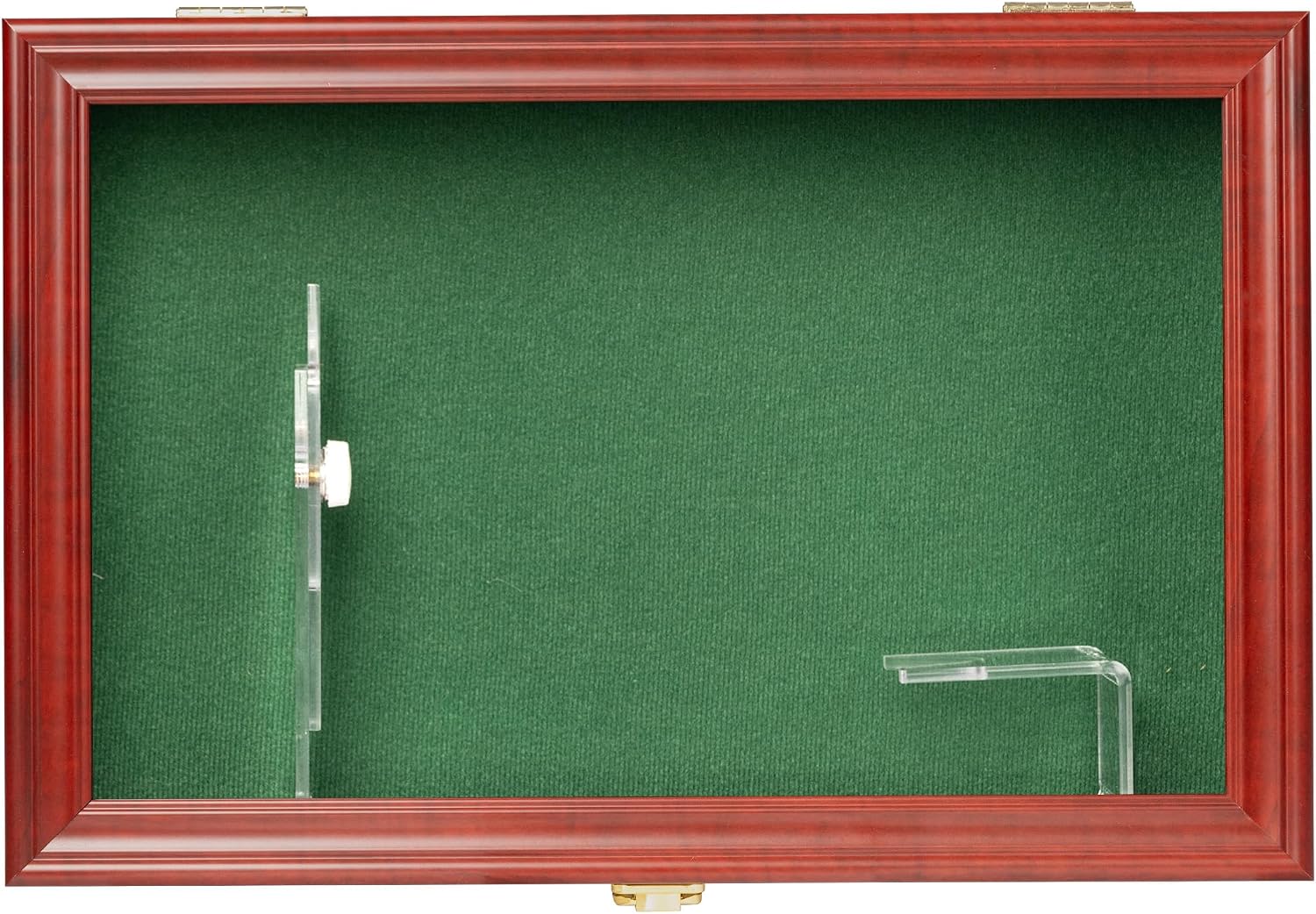 Single Handgun/Pistol Display Case Wall Mount – 15″x 10″ Lockable Gun Shadow Box, 98% UV Protection Door Showcase, Green Felt with Mahogany Finish Frame
