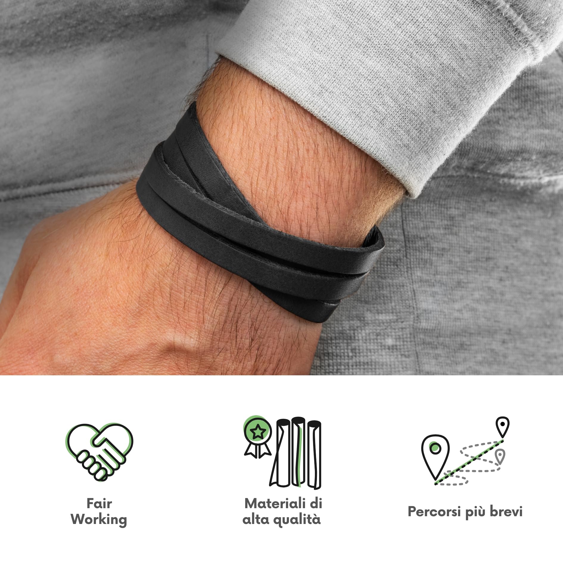 Simaru Bracciale in Vera Pelle Italiana – Bracciale da Uomo Regolabile con Chiusura in Ottone – Solo Pelle Toscana di Alta Qualità Conciata al Vegetale – Ottima idea Regalo - by