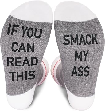 Funny Socks If You Can Read This, Novelty Gifts For Women Men, Red And White Striped Socks, Christmas Gift.
