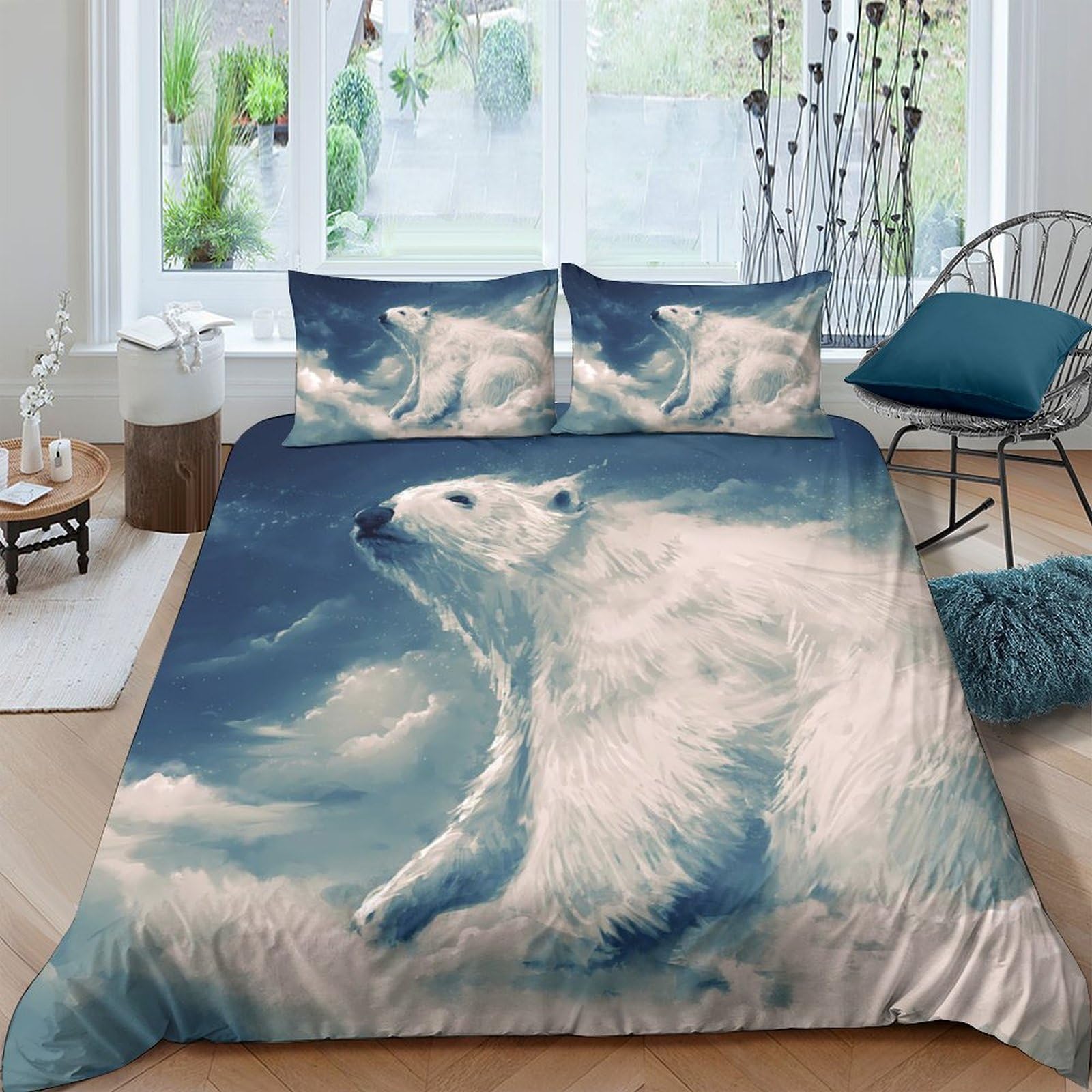 Ctjqhvkz Style-6 3D Printed Polar Bear Fitted Sheet Microfiber Soft Bedroom Decor Arctic Nature Bed Cover For Home Dorm Guest Room Single（135X200cm）