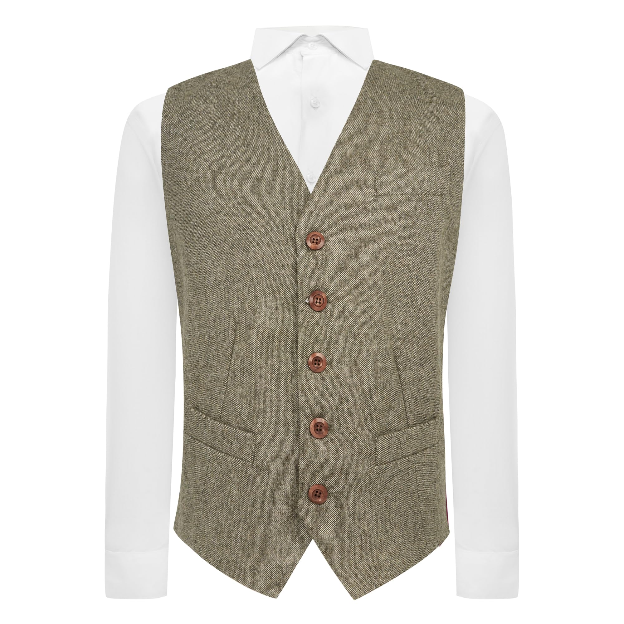 King & Priory Highland Weave Sage Green Waistcoat - XXL
