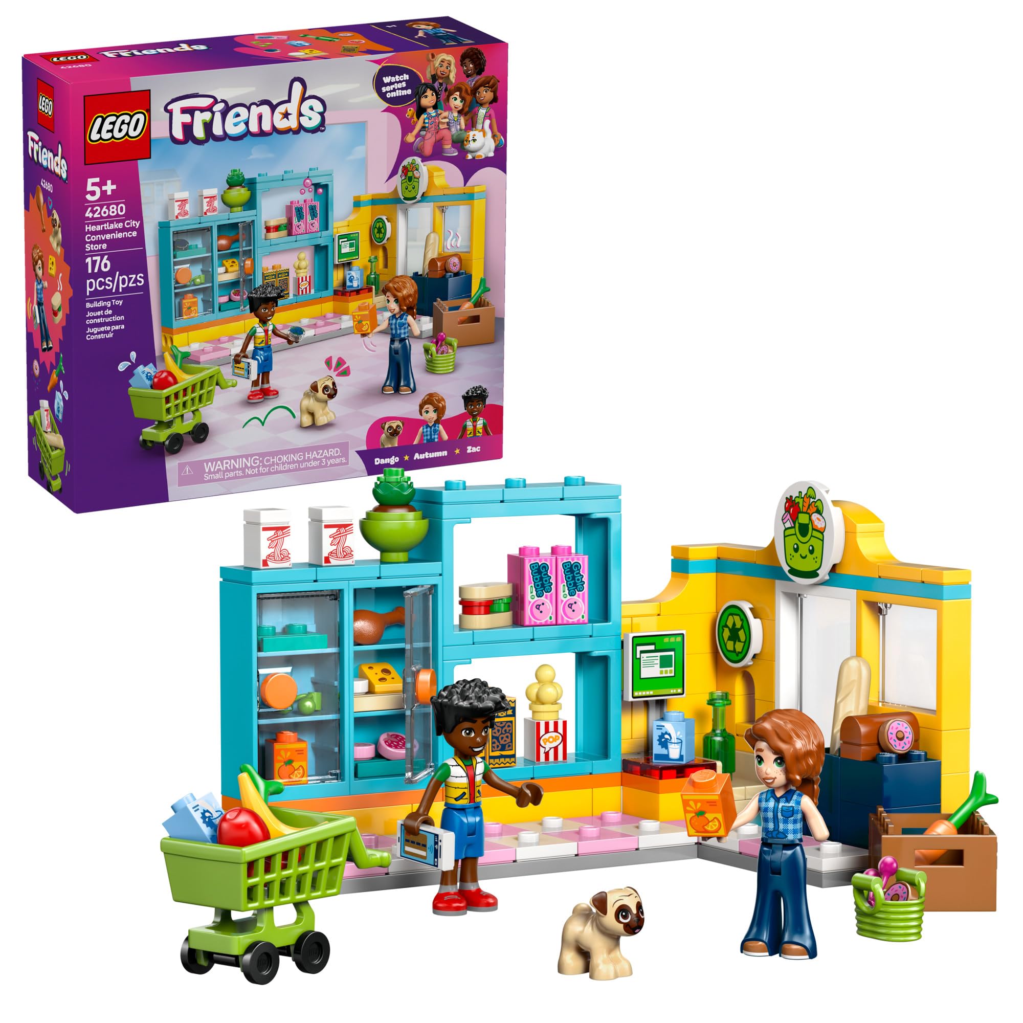 LEGO Friends Heartlake City Convenience Store Building Toy for Girls & Boys - Pretend Play Set for Kids, Ages 5+ - W/Autumn & Zac Minidolls, 1 Toy Dog