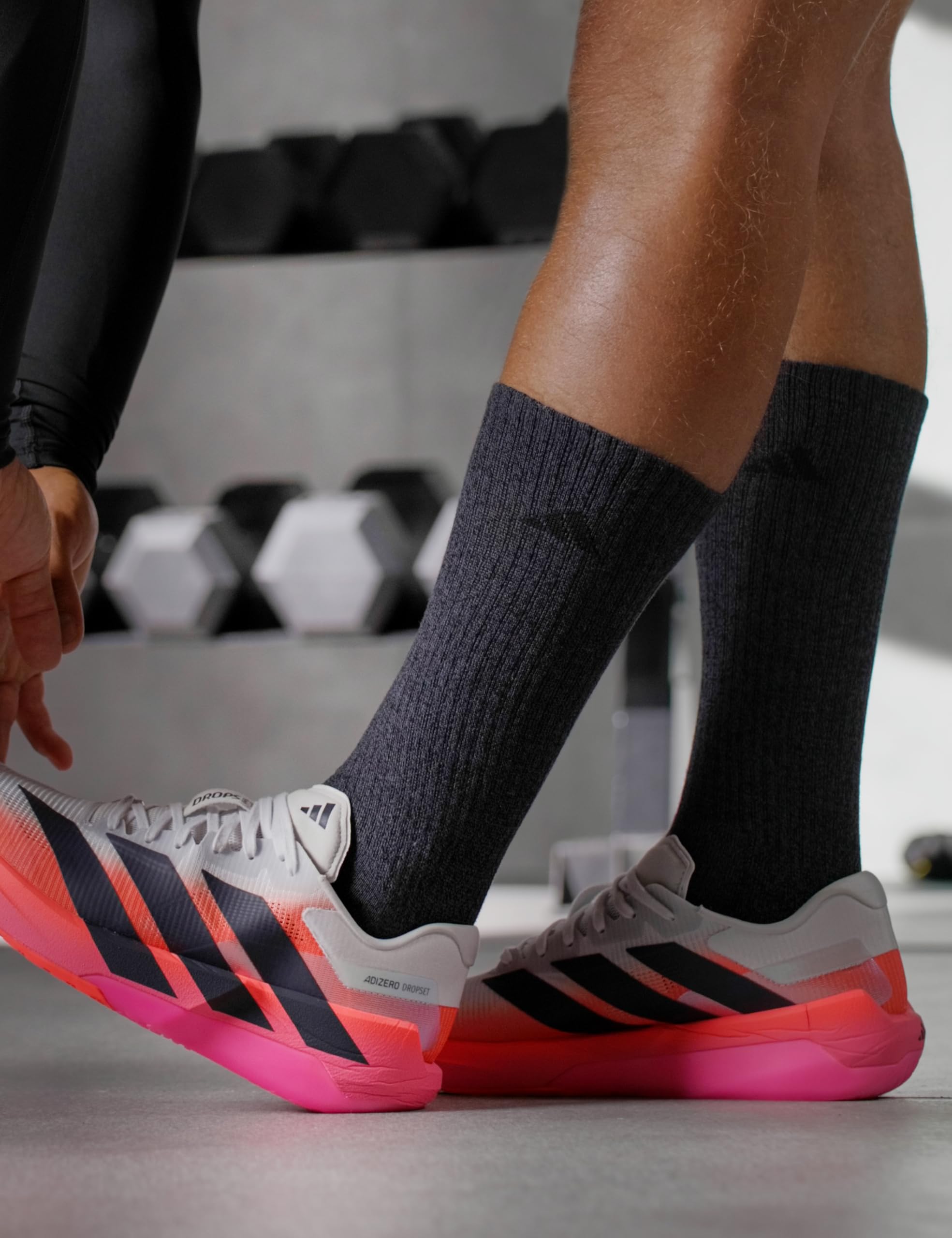 adidas Męskie sportowe wyściełane skarpety za kostkę (6 par), czarne - onyks Marl/czarny/onyks, duże (rozmiar buta 6-12)