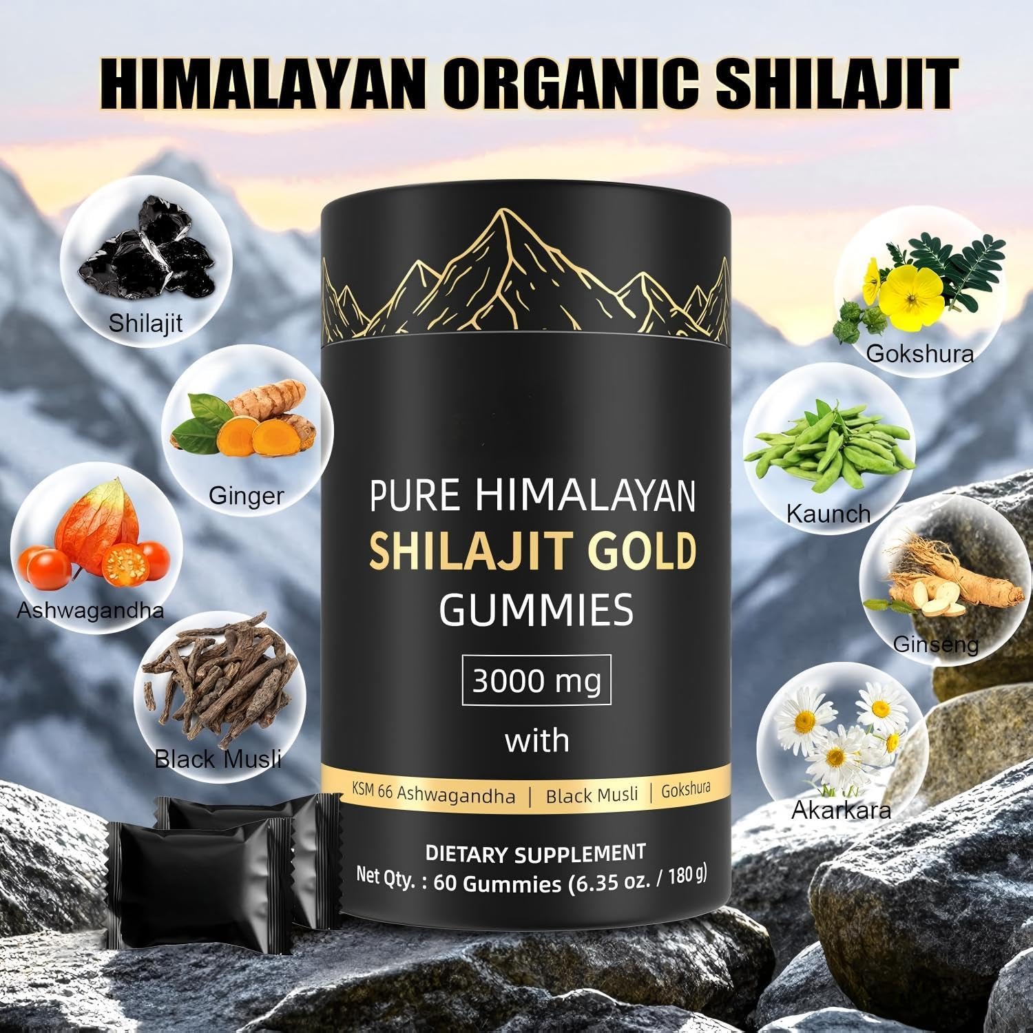 Organic Himalayan Shilajit GOLD Gummies – 3000mg With Fulvic Acid, Extremely Effective