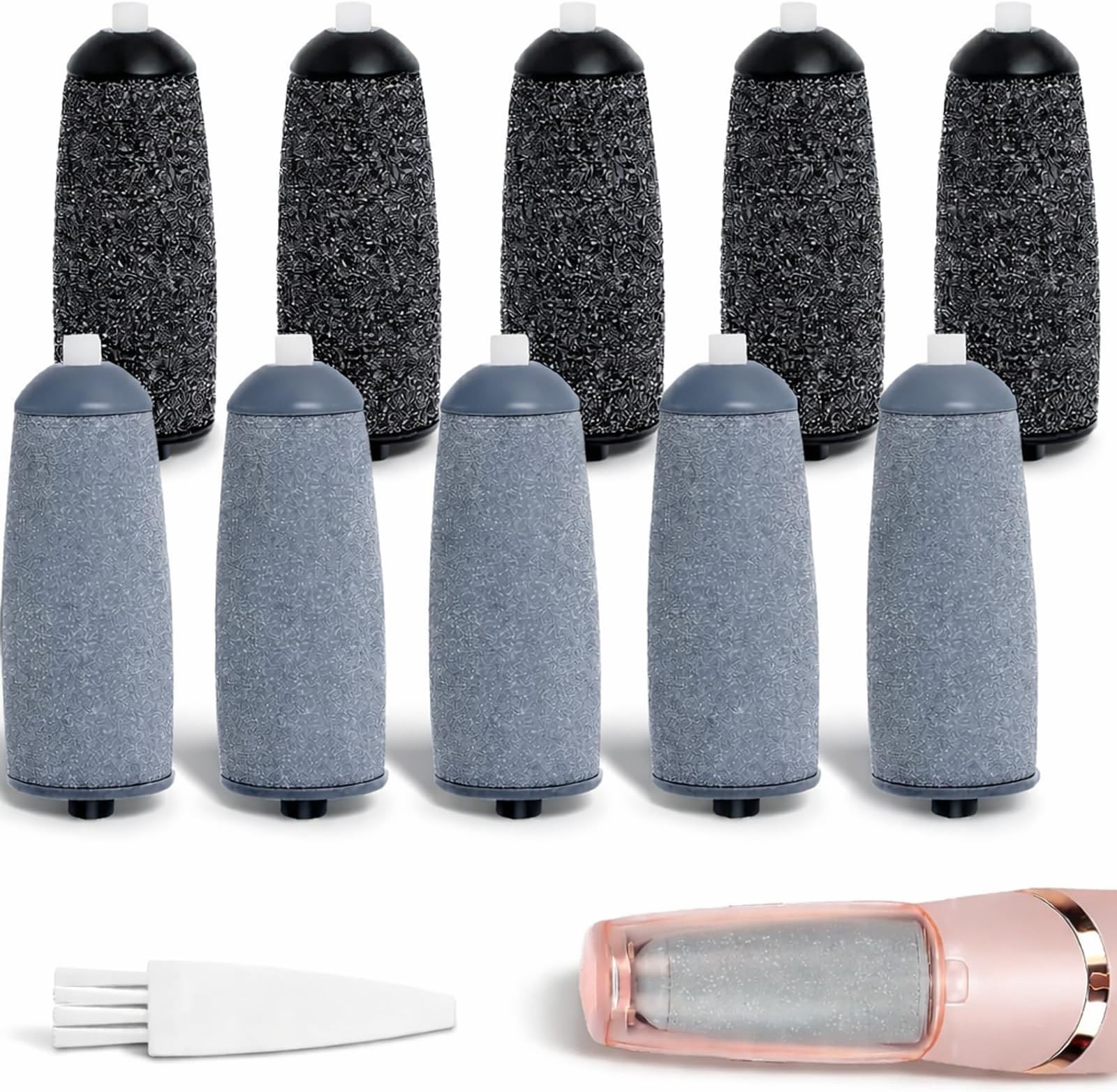 10 Pack Replacement Roller Refills Compatible with Finishing Touch Flawless Pedi Electric Tool File Include a Cleaning Brush (5 Coarse & 5 Fine Rollers)