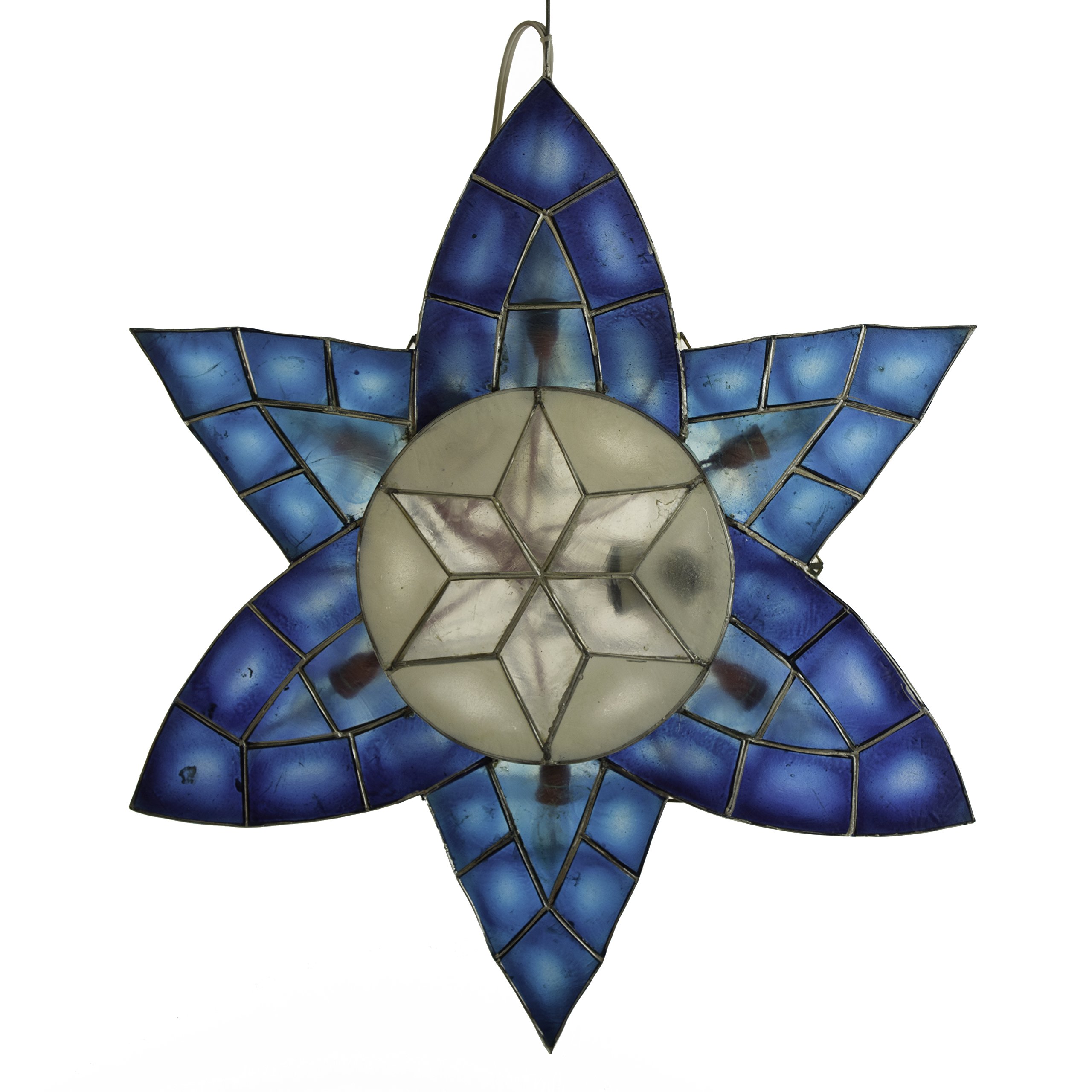 Handmade Blue Orchid Parol Blue White Lantern 18 inch Hanukkah Lighting