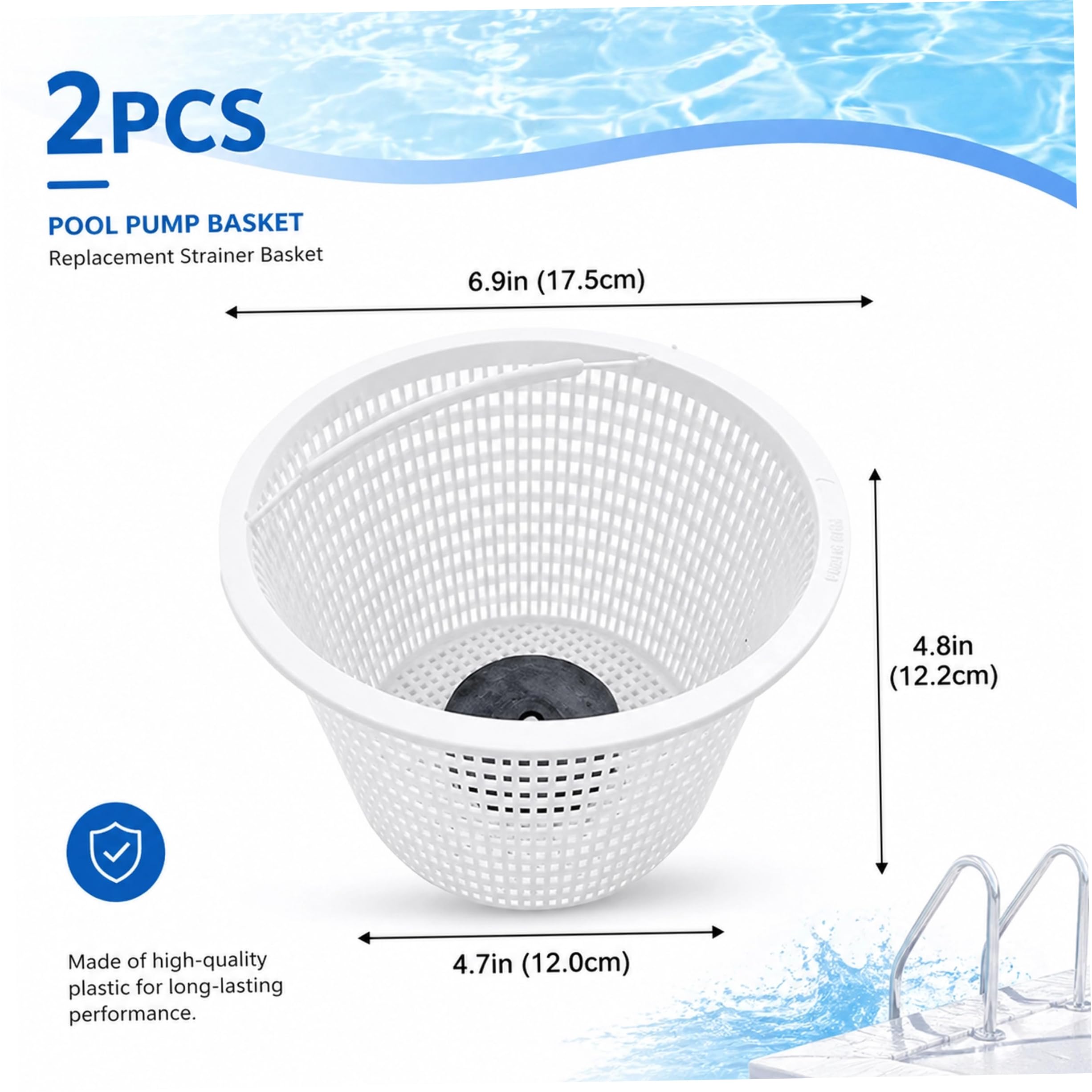 Lot de 2 paniers d'écumoire lestés pour Piscine – Compatible avec SP1070, Remplacement de Filtre enterré, Panier d'écumoire pour piscines Standard, Blanc, 7 Pouces