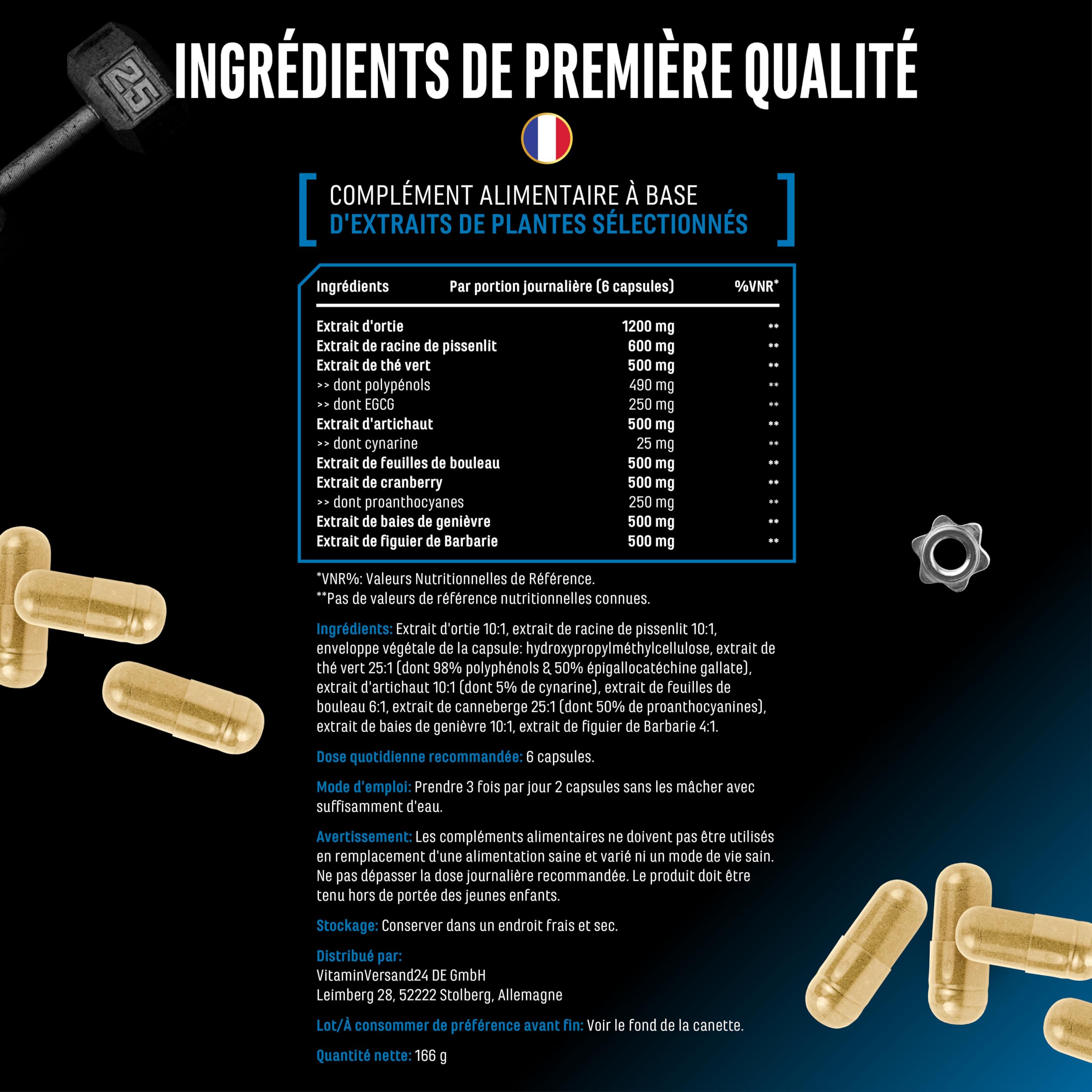 Water Flow Complexe - 180 capsules - Avec Ortie, Pissenlit, Thé Vert, Artichaut et Canneberge - Formule Végétale sans Comprimés Diurétiques Chimiques - Végan, Hautement Dosé