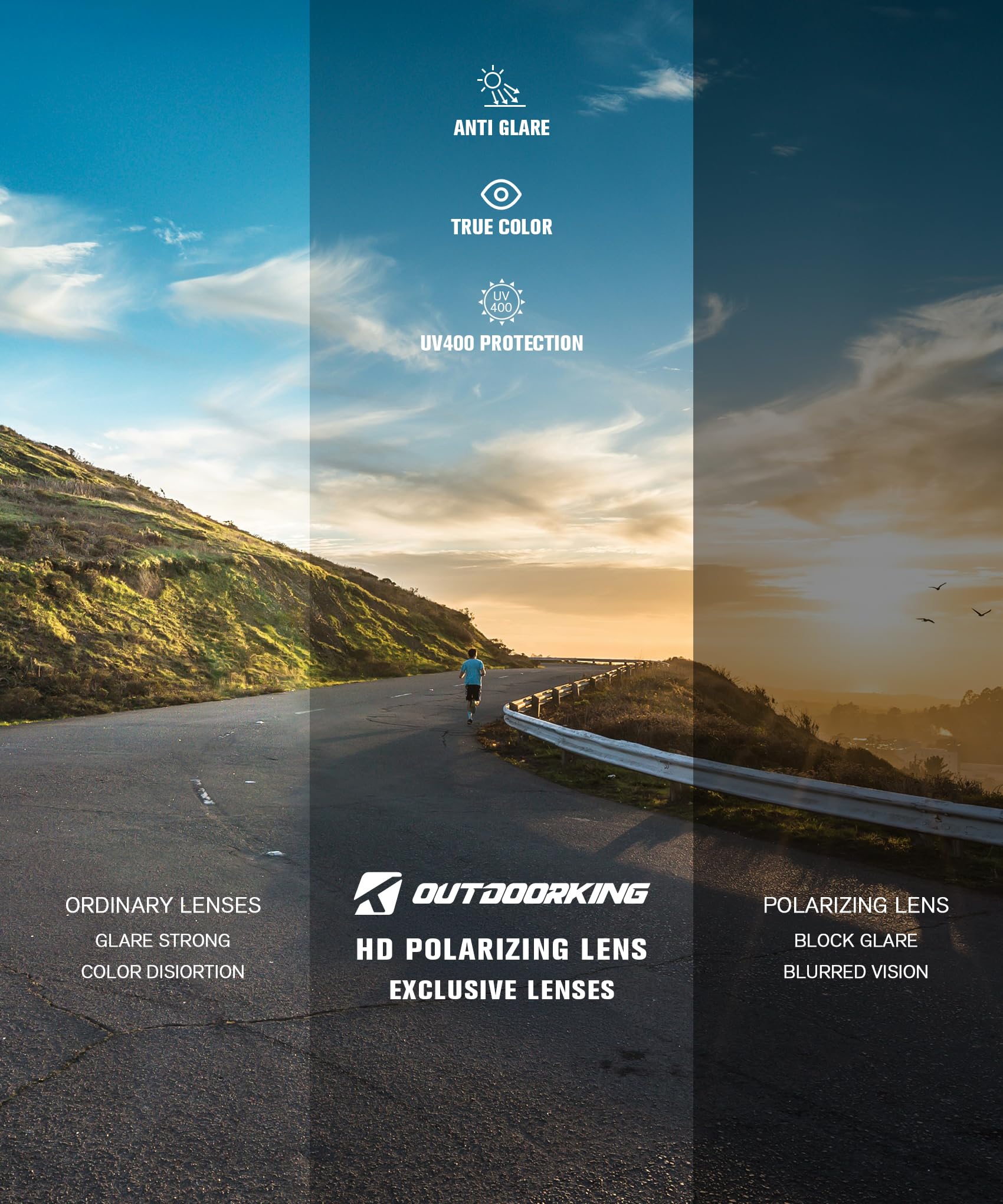 Gafas de sol deportivas polarizadas para hombre: gafas de sol envolventes para hombre, para pesca, ciclismo, correr, protección UV400