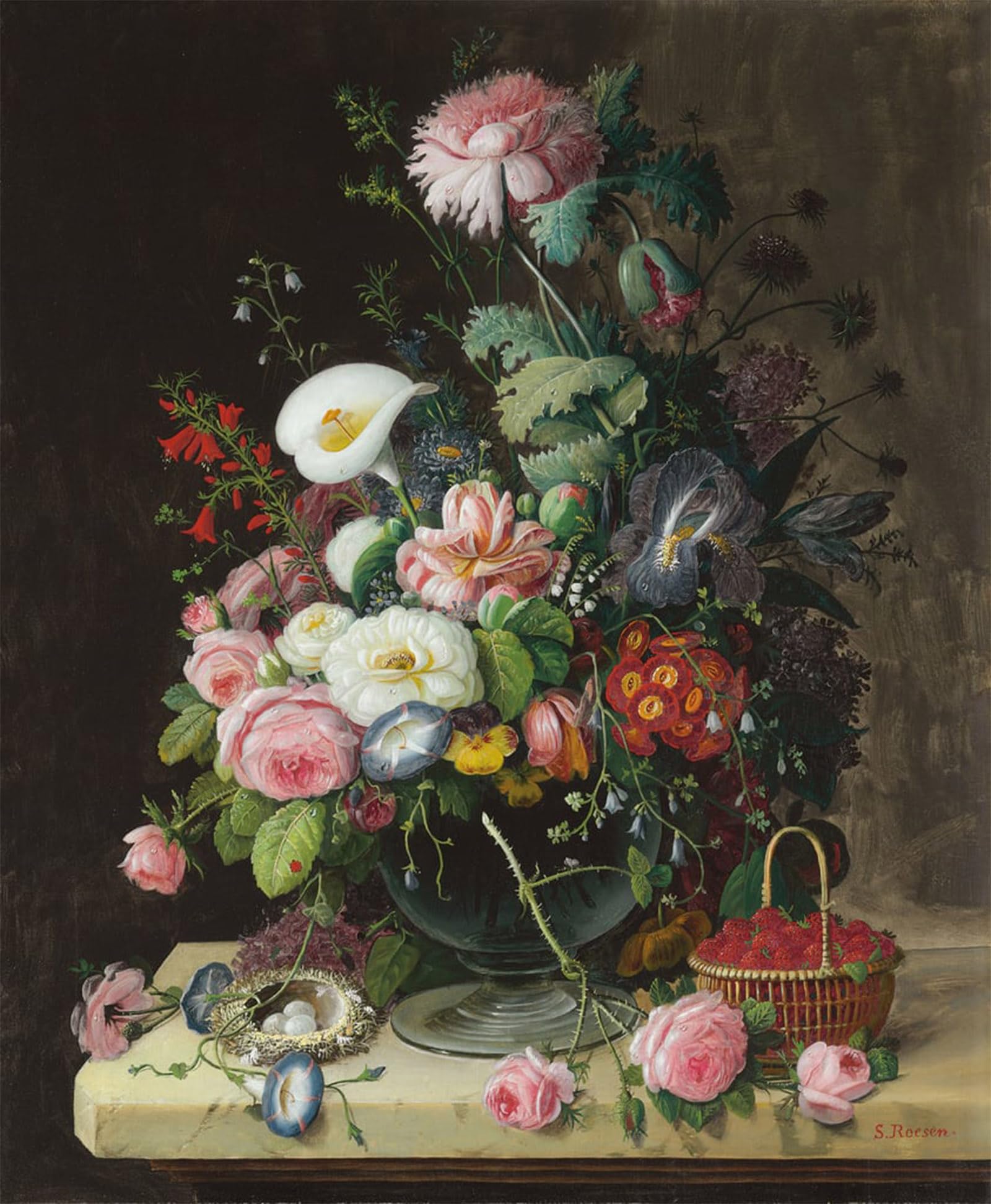 SERENDIPITP Vintage Wall Art Canvas Nordic Poster Canvas Print Picture Still Life Vase of Flowers by Famous pianter Wall Art Poster for Home Decor 60x90cm