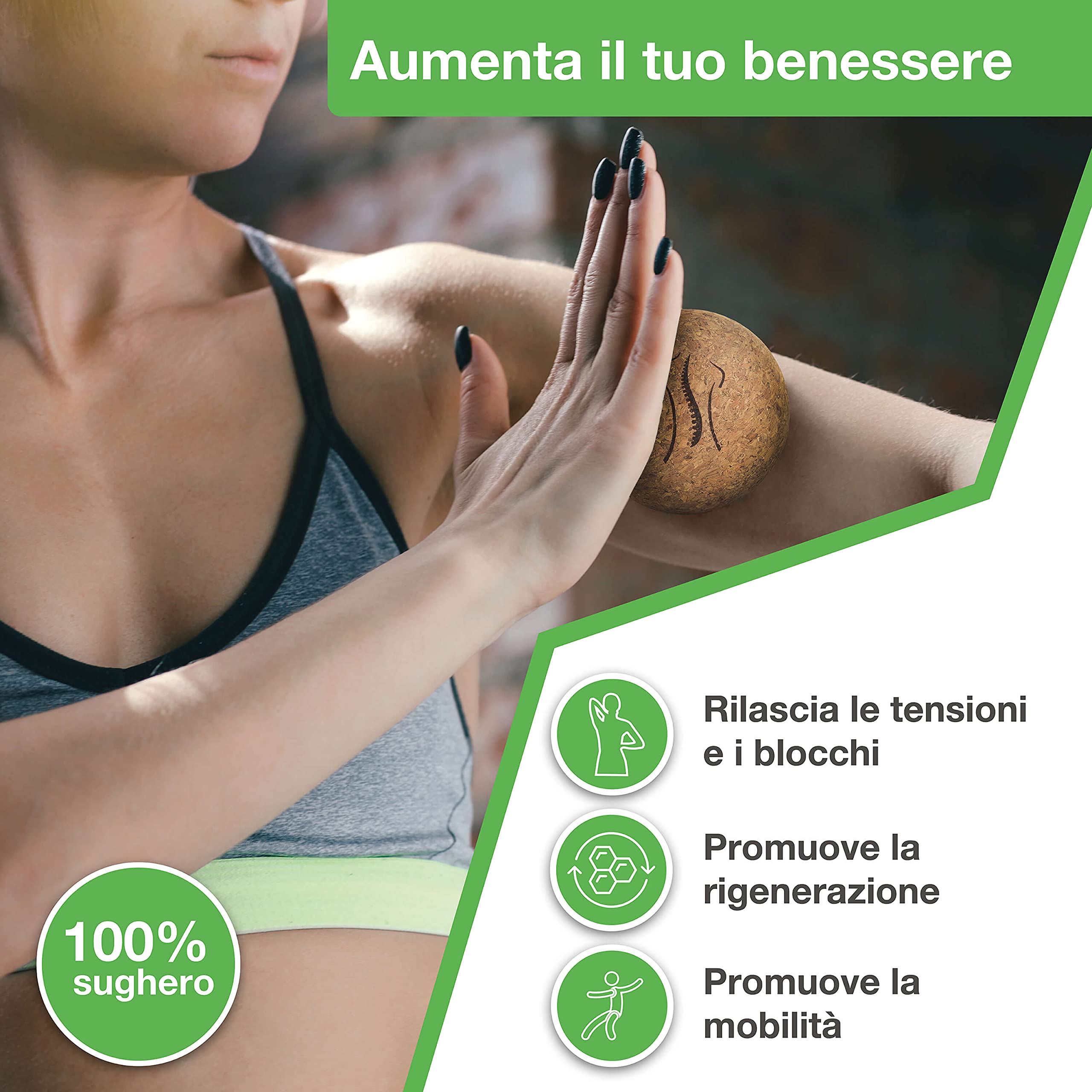 BACKLAxx ® Pallina Massaggio Palla miofasciale Sughero 5cm e 7cm – Palla Massaggio Trigger Muscolare per Massage Palla Yoga Trigger Point Ball Pallina Massaggio Piede Pallina Miofasciale