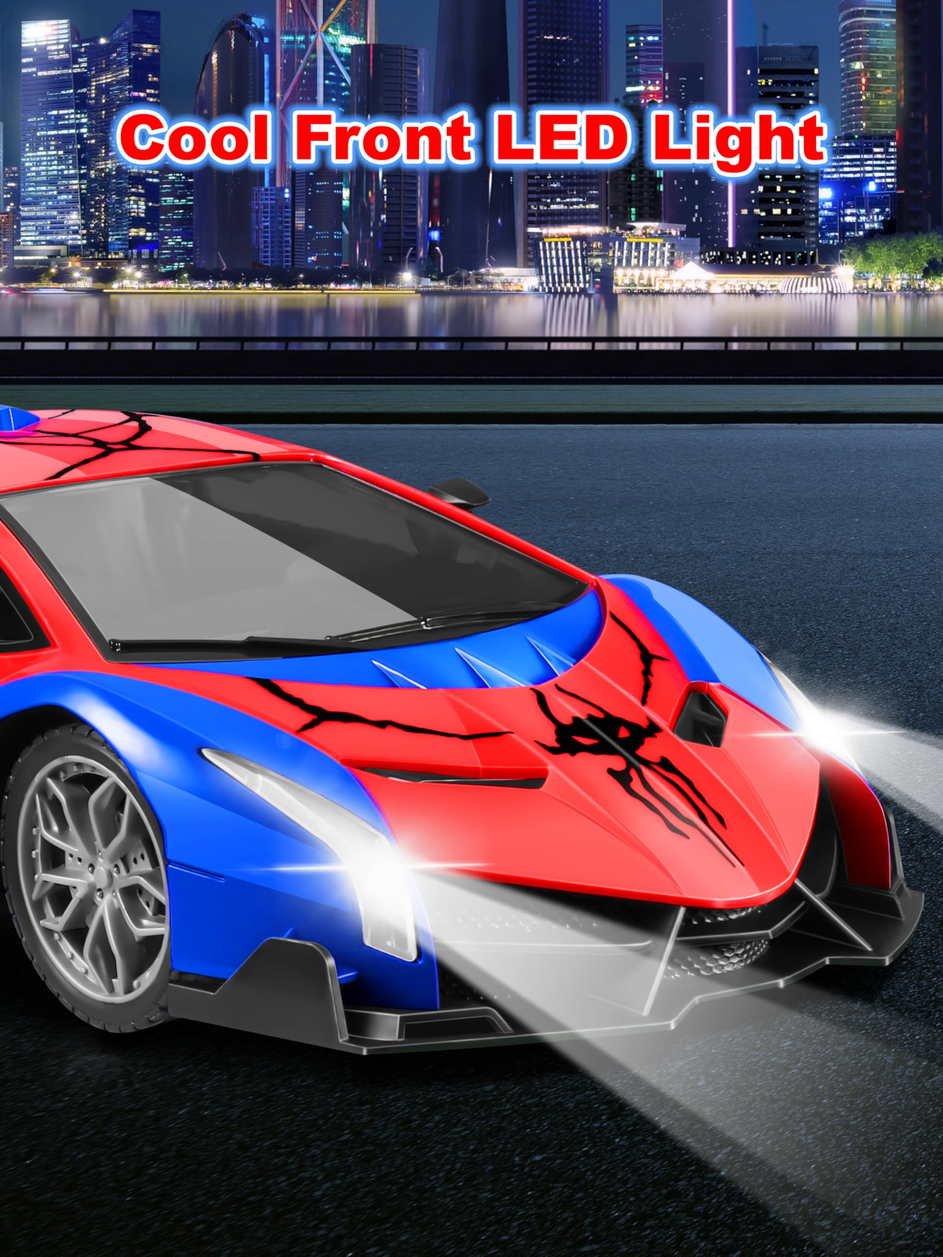 Kssvzz Auto Telecomandata, Spider Auto Radiocomandata da Corsa Veloce con Luci, Macchinine Giocattolo per Bambini 3 4 5 6 7 8 9 Anni Regalo Giochi Esterno Gioco
