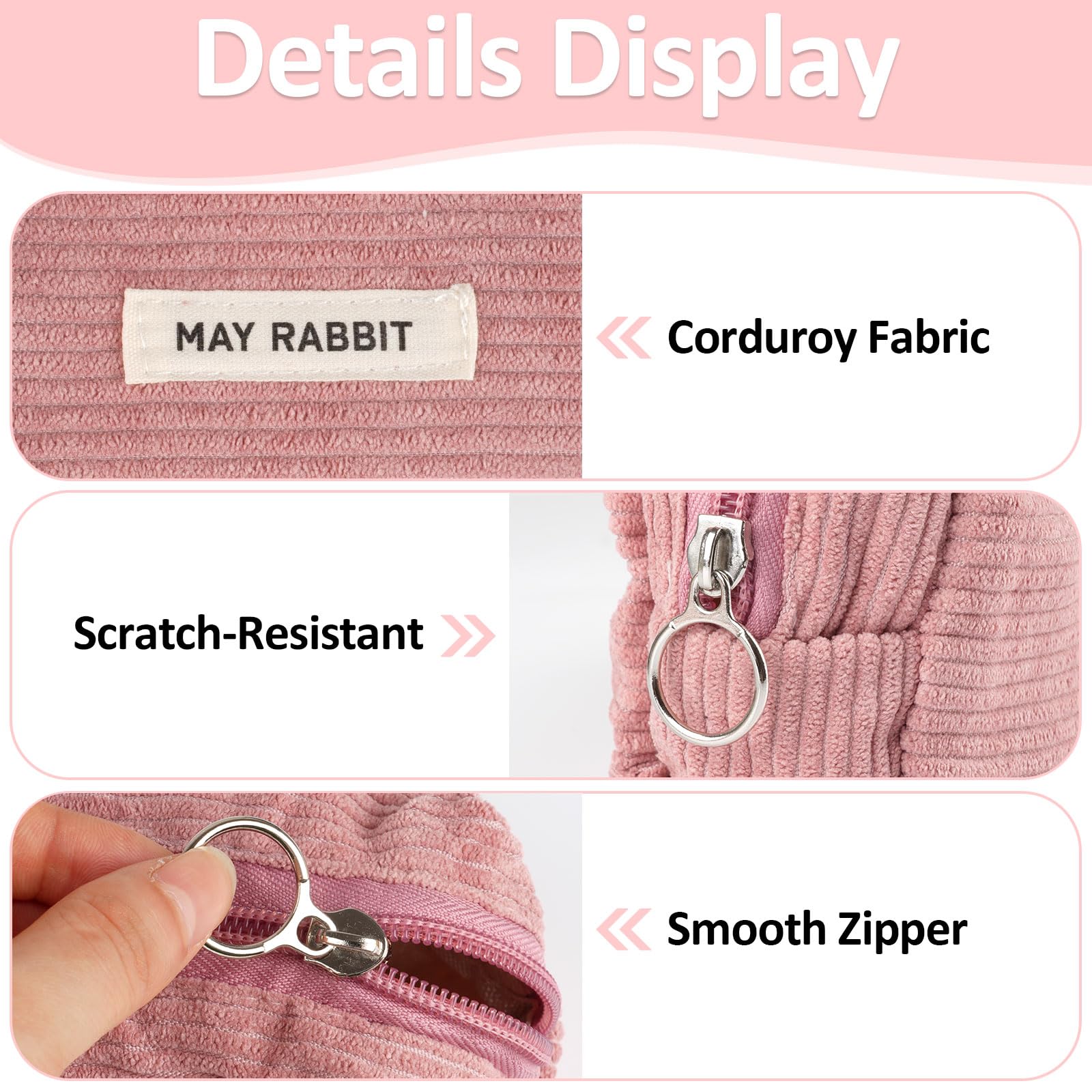 Deepton Pencil Case, Corduroy Cute Pencil Case, Pencilcase, Pen Pouch, Portable Stationery Pencil Bag, Makeup Bag - Image 4